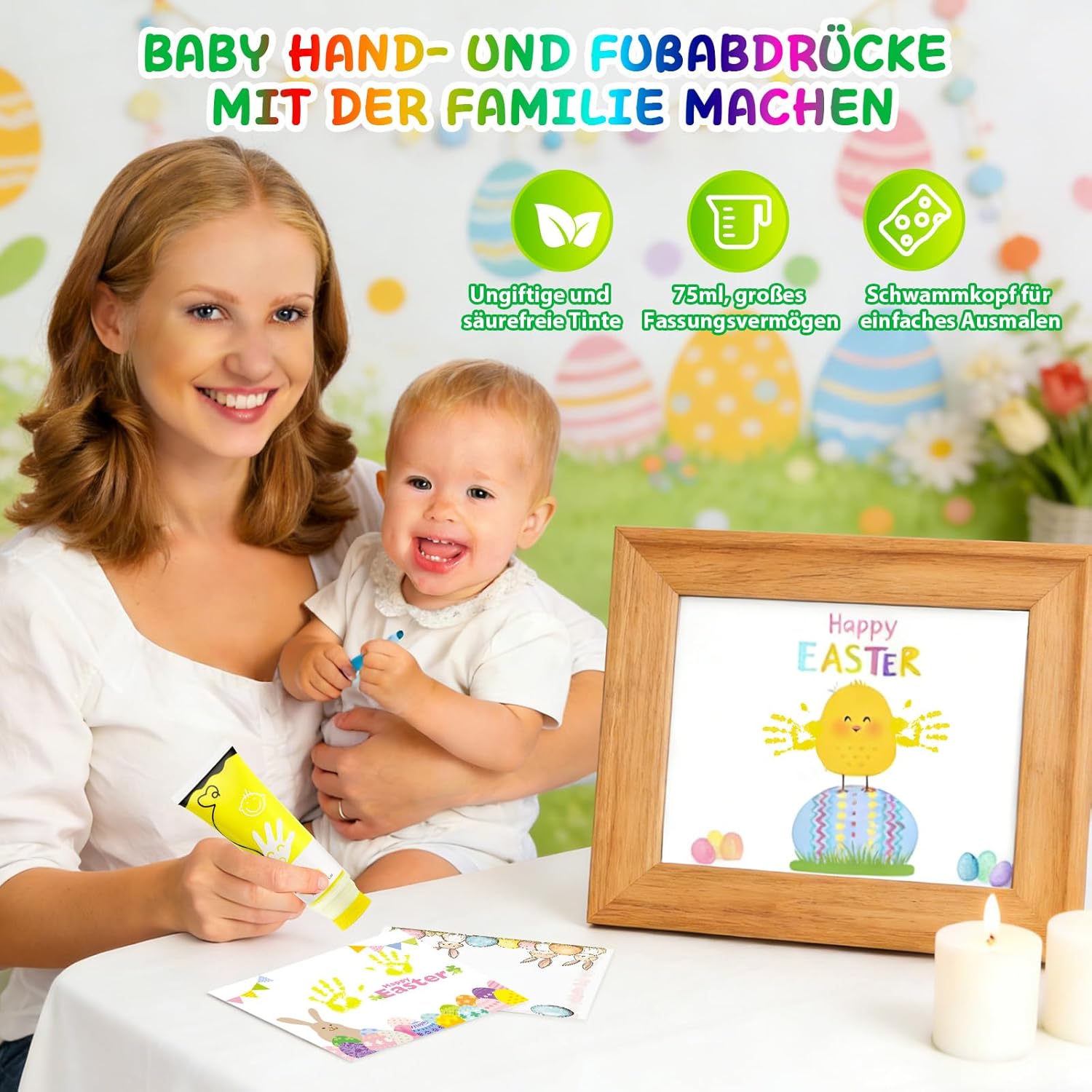 Thumbnail 4 de TOGOU2S Fußabdruck Baby Farbe mit Schwammkopf – ungiftig, 75 ml, Gelb