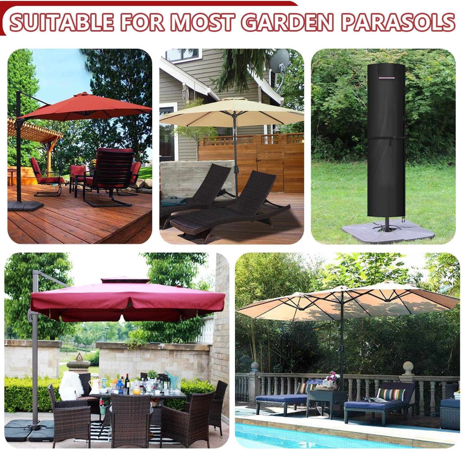 Thumbnail 6 de LAMUNI 240x58/58cm parasolhoes, waterdicht 420D Oxford-stof met telescoopstok