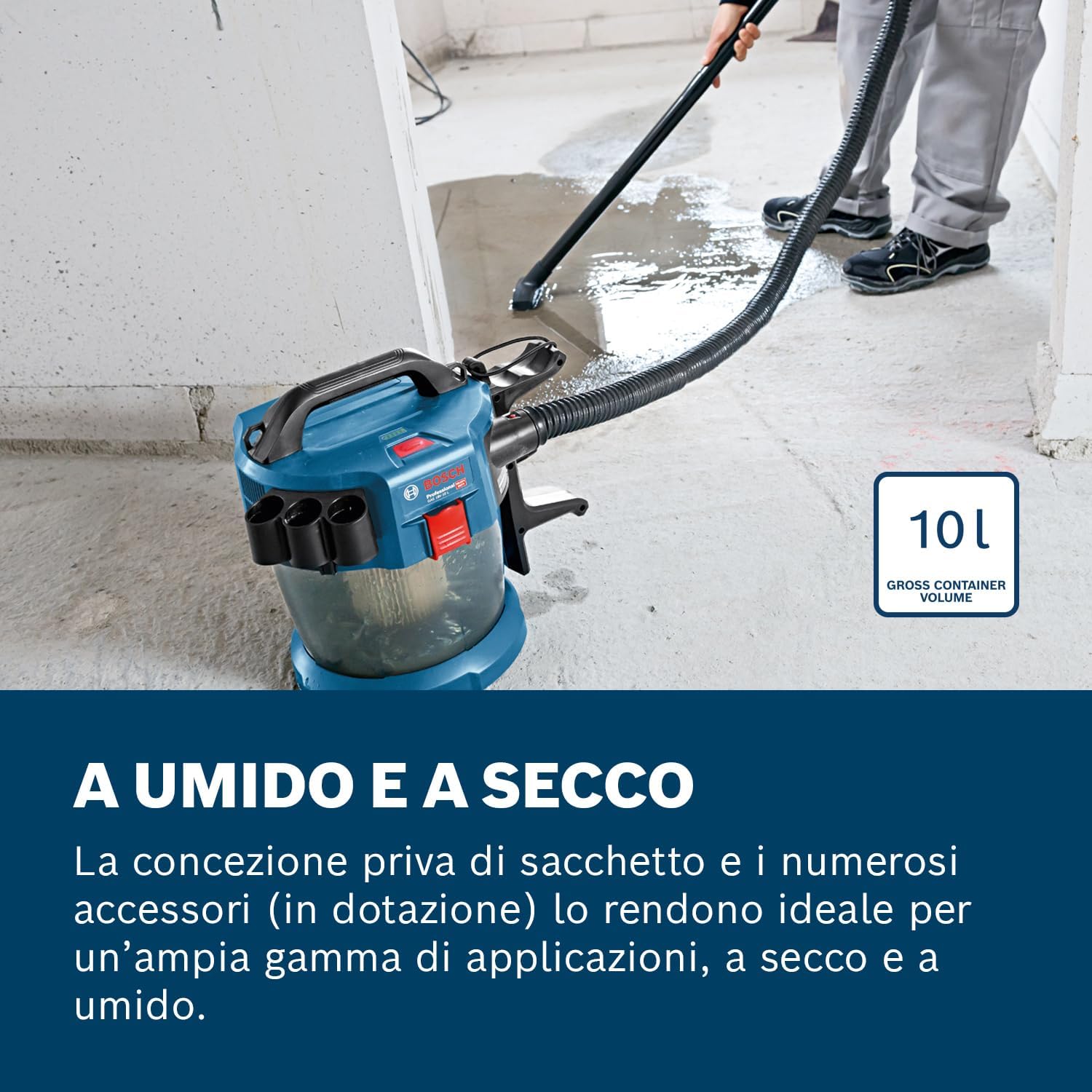Thumbnail 4 de Bosch GAS 18V-10 L: aspiratore industriale senza filo per uso umido/secco