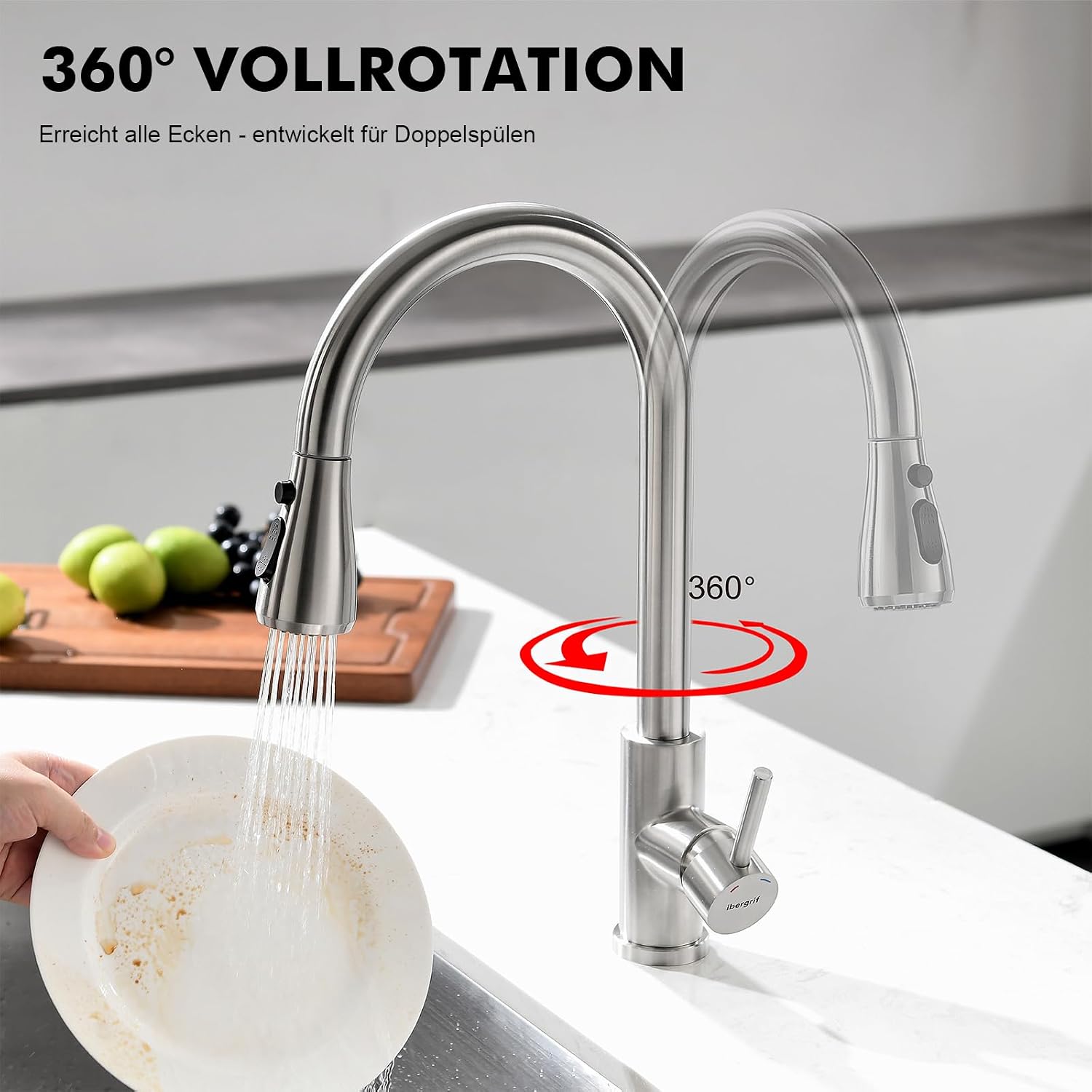 Thumbnail 5 de Ibergrif Ausziehbar Küchenarmatur 360° 40 cm 🚰