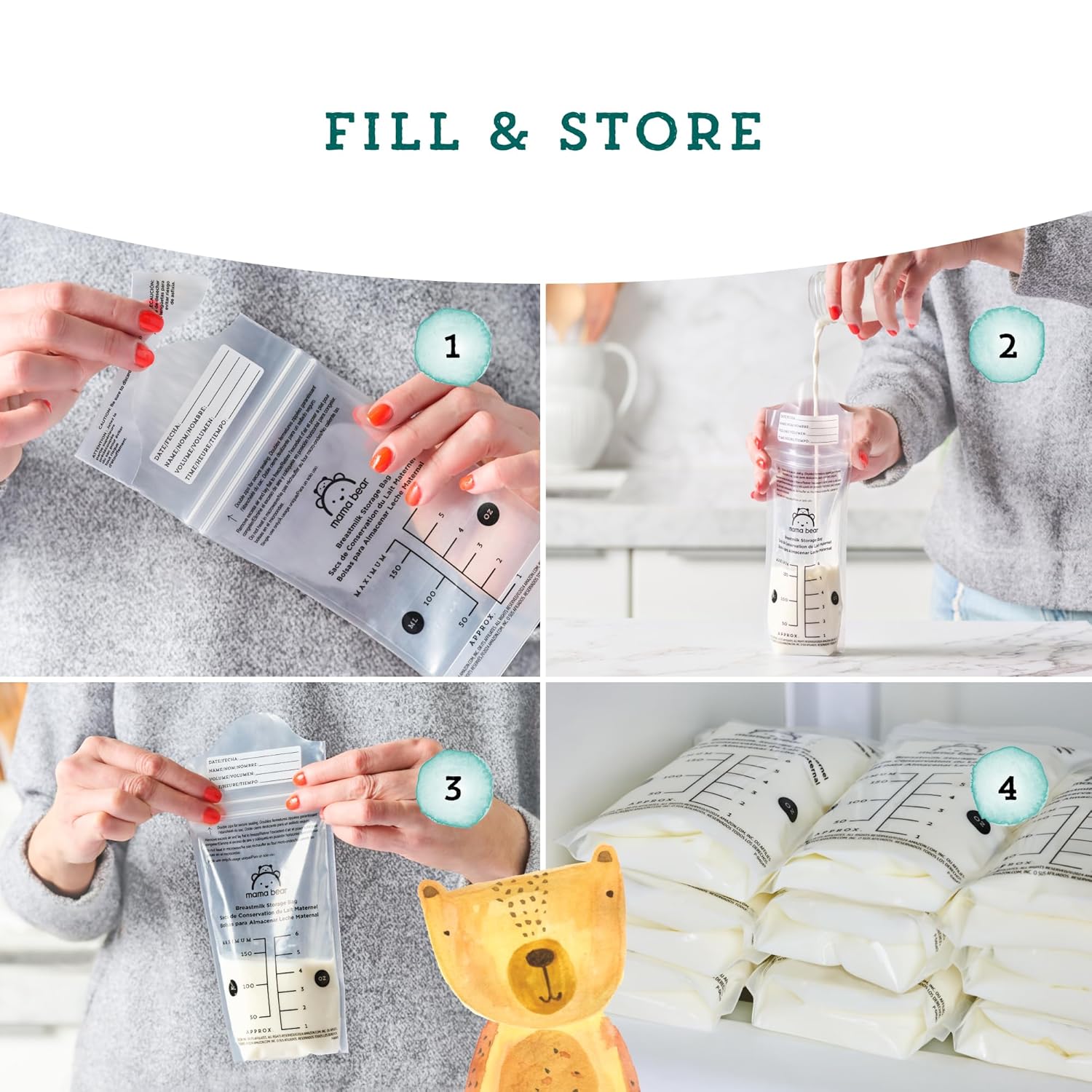 Thumbnail 4 de Mama Bear Breastmilk Storage Bags 100 count