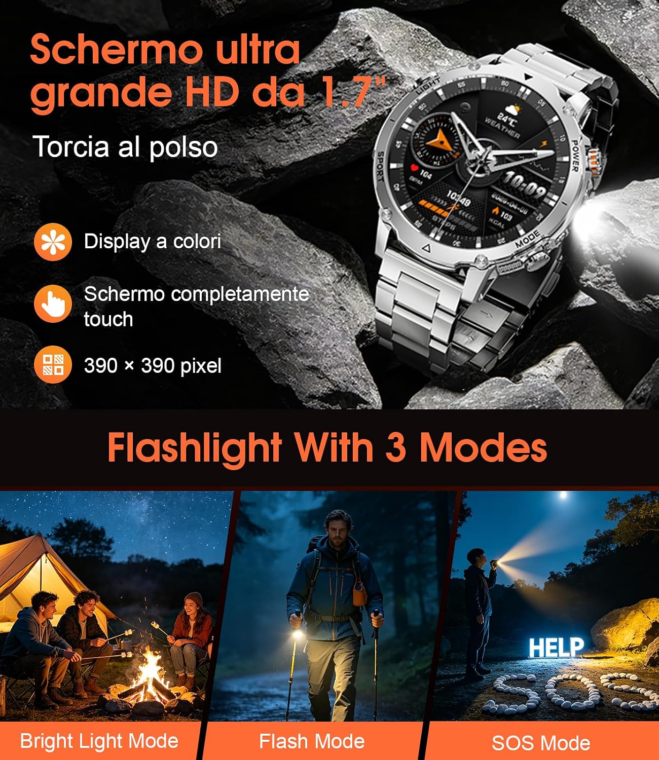 Detalle 2 de SUNKTA Smartwatch Uomo: autonomia, stile e funzionalità al servizio della salute