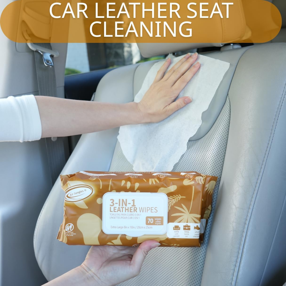 Detalle 2 de Air Jungles Car Interior Cleaning Wipes 210 🧽