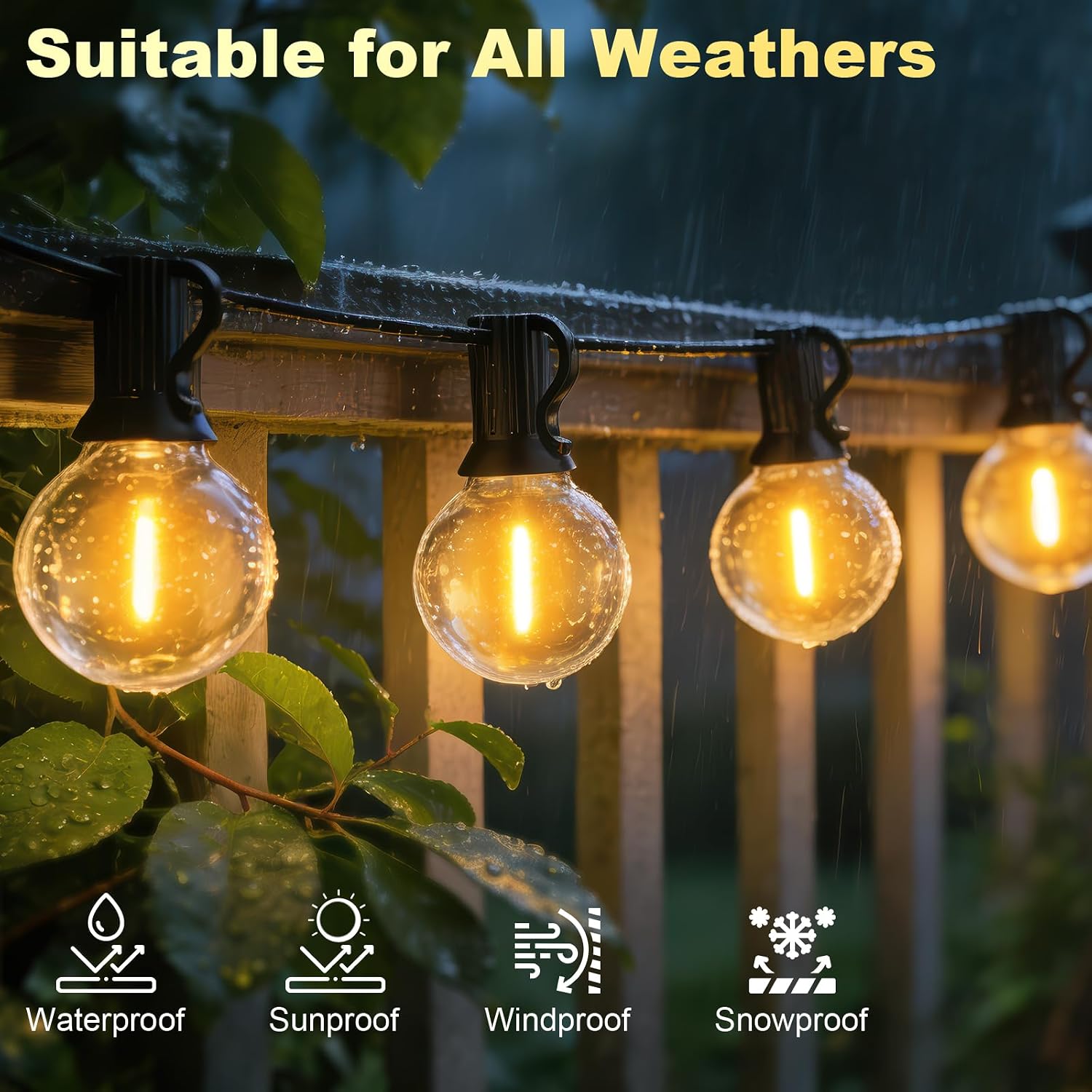 Thumbnail 3 de Catena Luminosa Esterno 30 Metri BokiHuk — con telecomando dimmerabile e 50+2 lampadine G40 LED per giardino e patio
