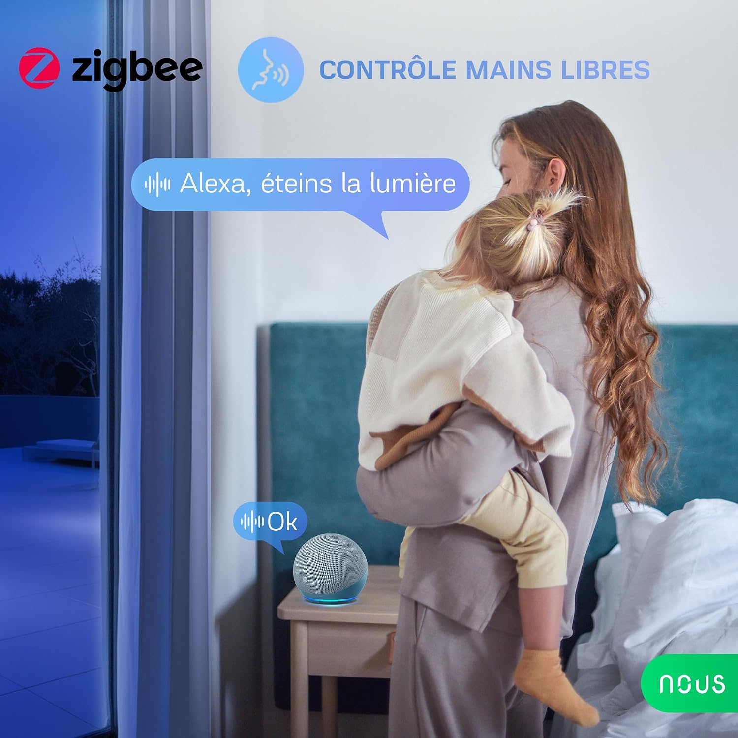 Detalle de NOUS A7Z inteligentne gniazdko ZigBee 16 A z pomiarem energii, zestaw 4 szt.