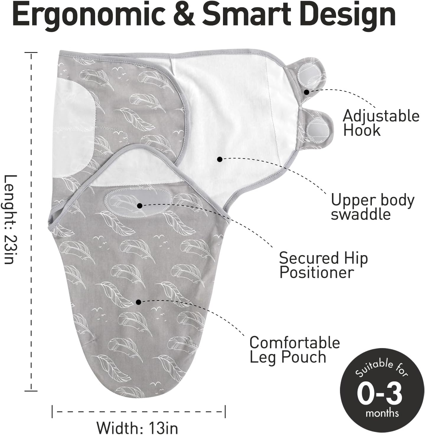 Detalle 1 de GLLQUEN BABY swaddle wraps, 3 pack