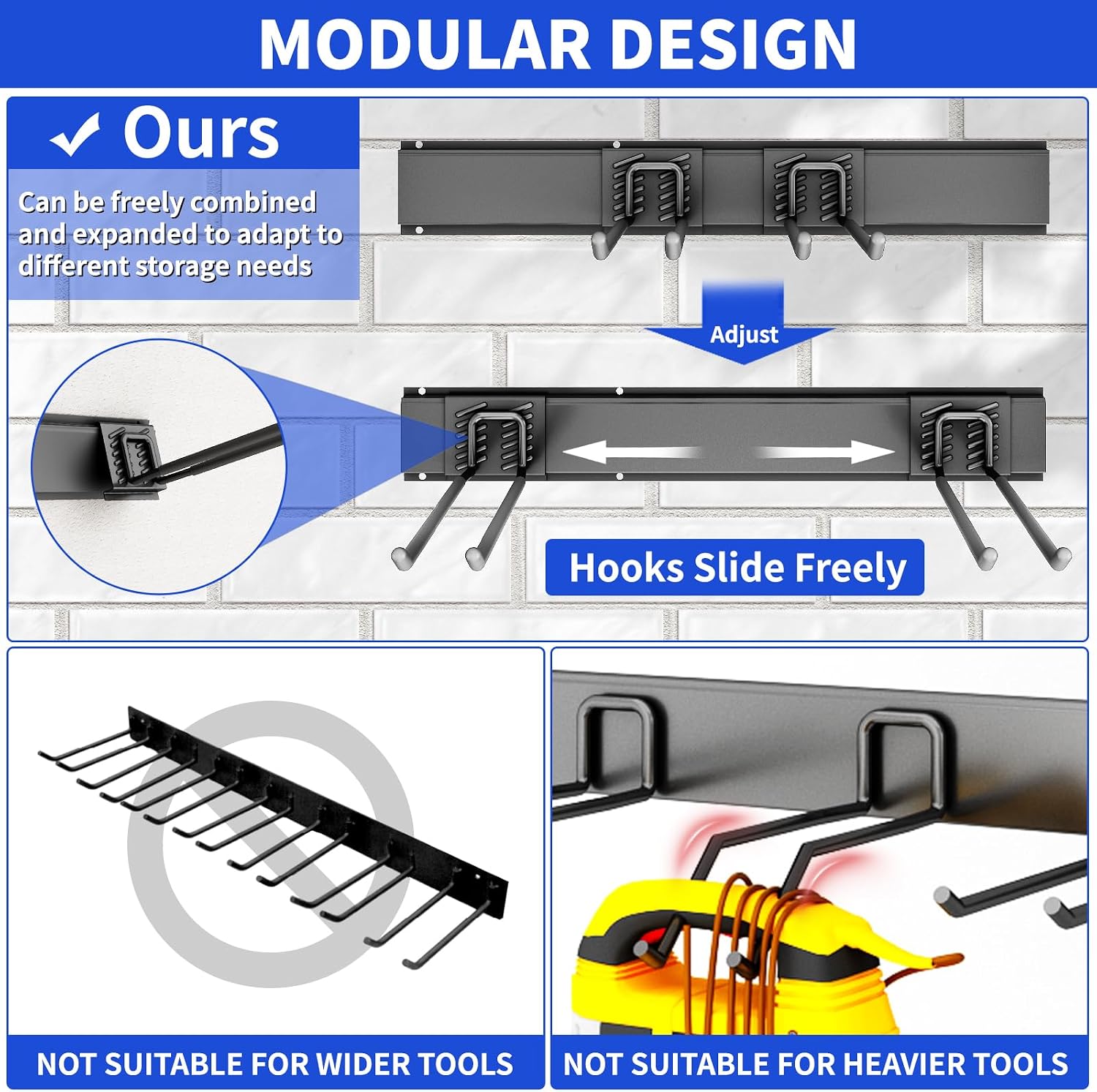 Detalle 2 de CRXCRC-003 64-Inch Wall-Mount Tool Organizer with 10 Adjustable Hooks