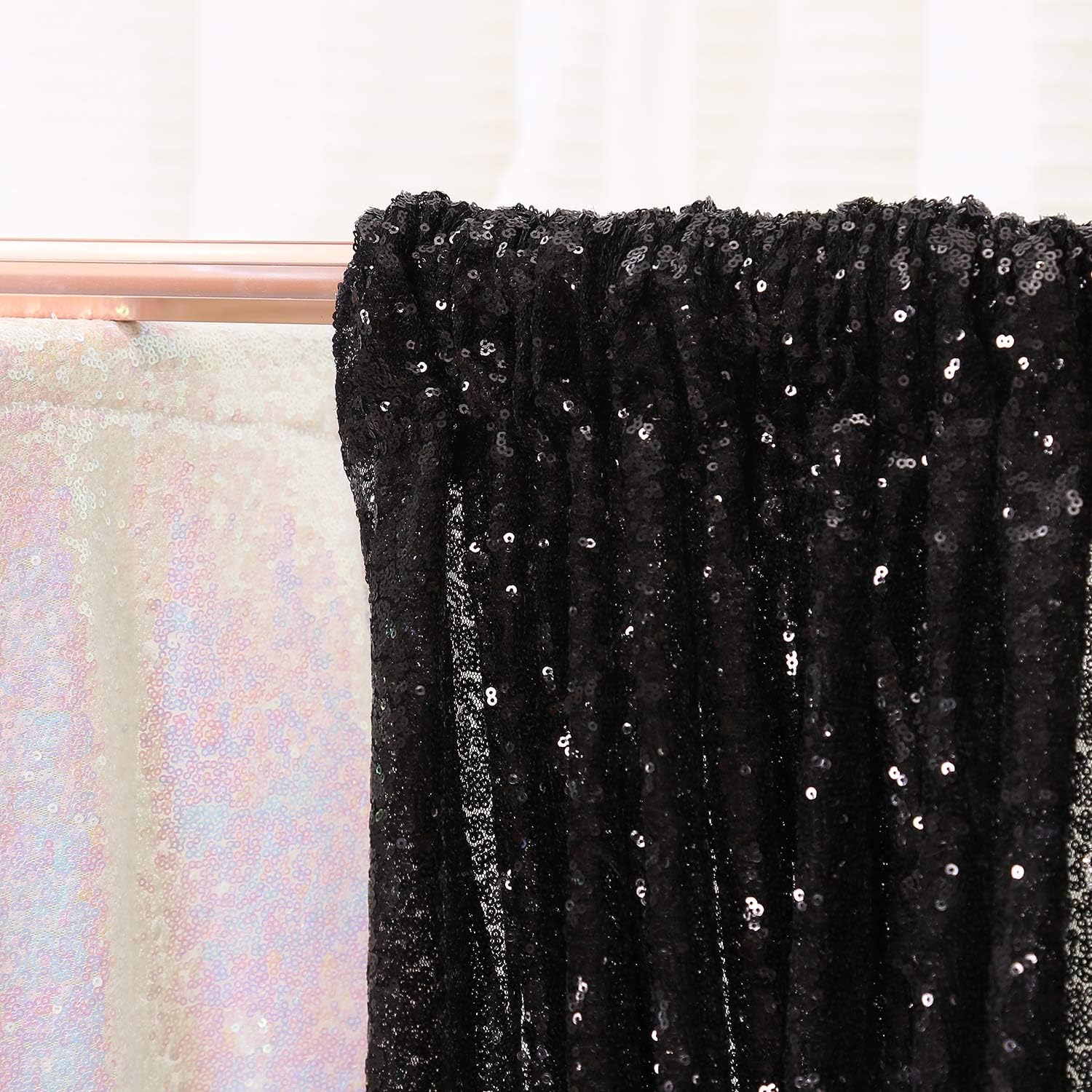 Detalle de Poise3EHome 6FT x 8FT Black Sequin Photography Backdrop Curtain for Party Decoration