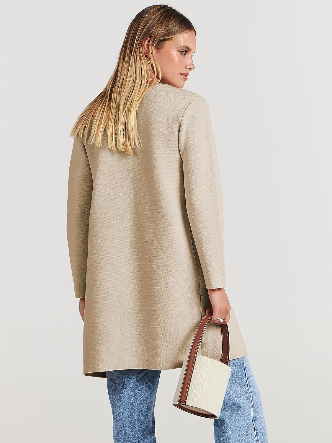 Detalle 2 de ANRABESS Women's Open-Front Long Cardigan Sweater