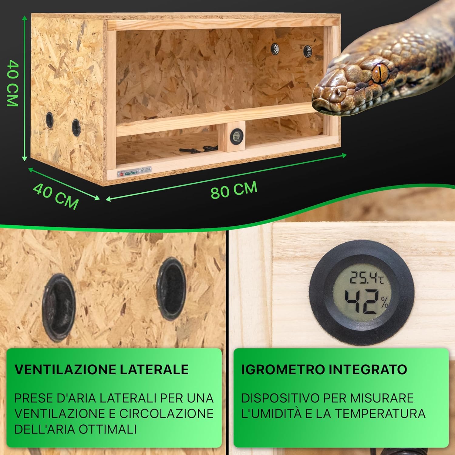 Thumbnail 2 de ITA Terrario in legno 80x40x40 cm