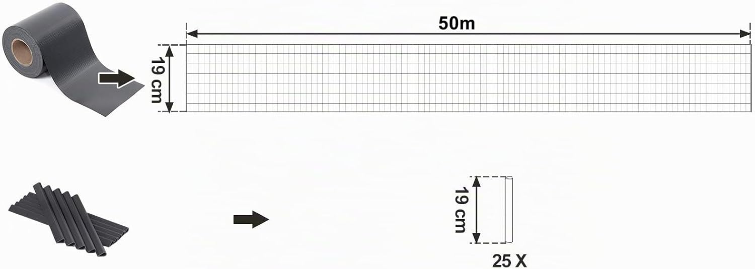 Detalle de SONGMICS GPJ50GY Strisce frangivista in PVC extra spesse 50 m x 19 cm – 25 clip di fissaggio