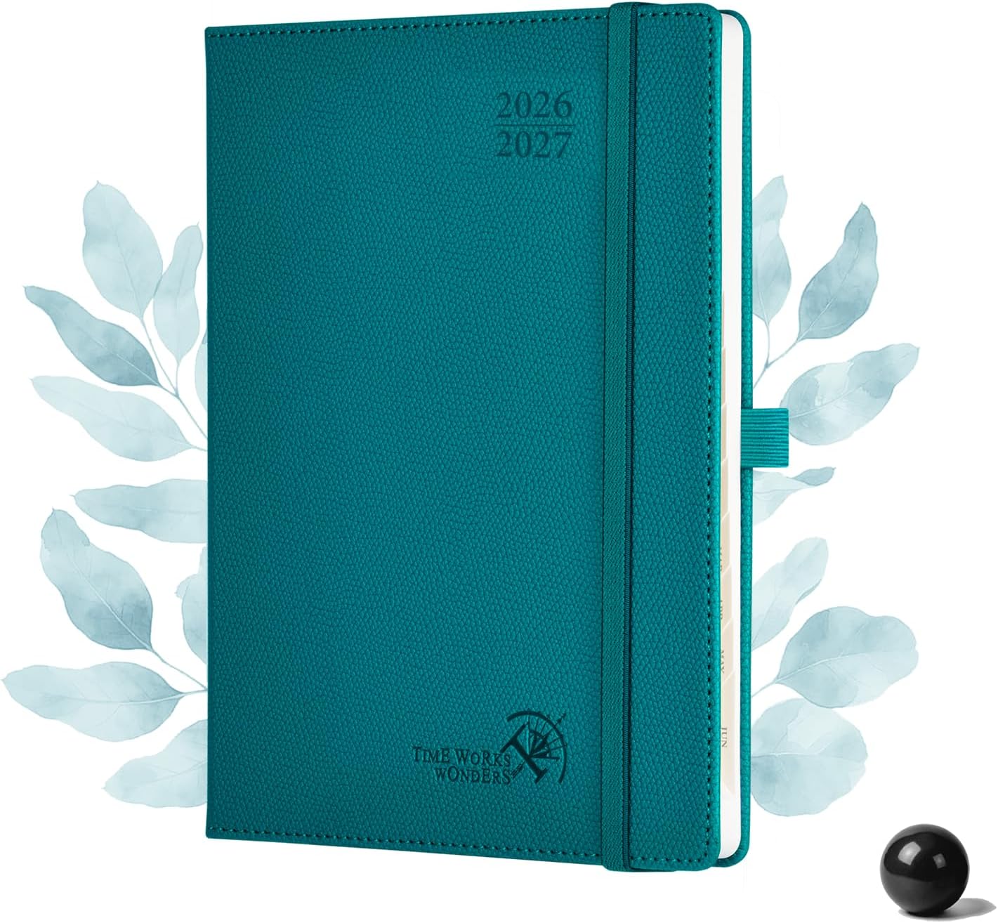 Detalle de POPRUN A5 Academic Diary 2026-2027 Hardback Week to View (Aug 2026–Dec 2027) in Pacific Green