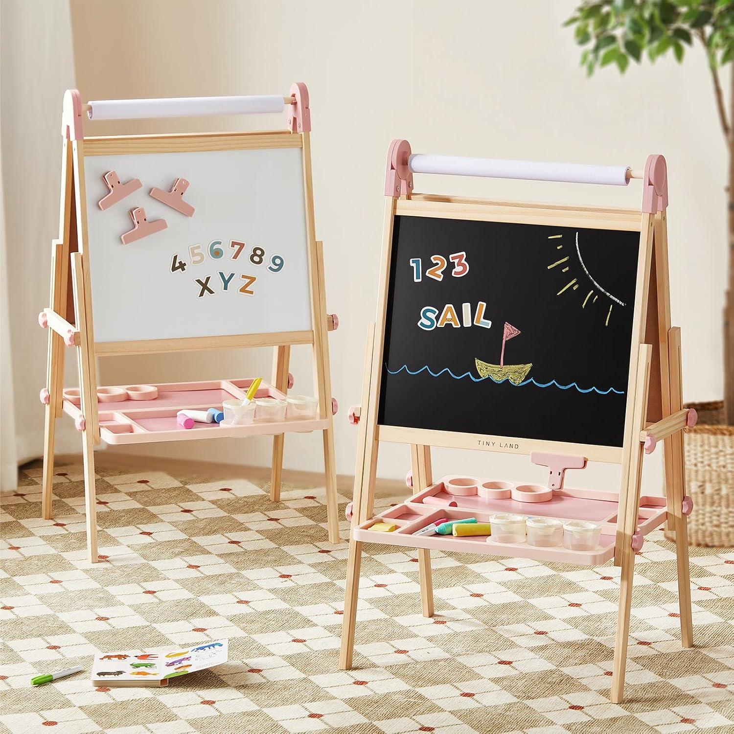 Thumbnail 6 de Tiny Land Easel for Kids: Double-Sided Magnetic Wooden Easel with Accessories (Adjustable, Ages 3–8)