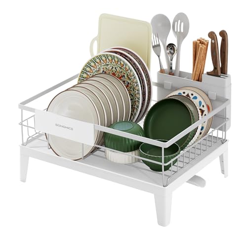 Detalle de SONGMICS Escurreplatos para Encimera KCS550WG01 (Blanco Nube): drenaje giratorio 360° y extensible