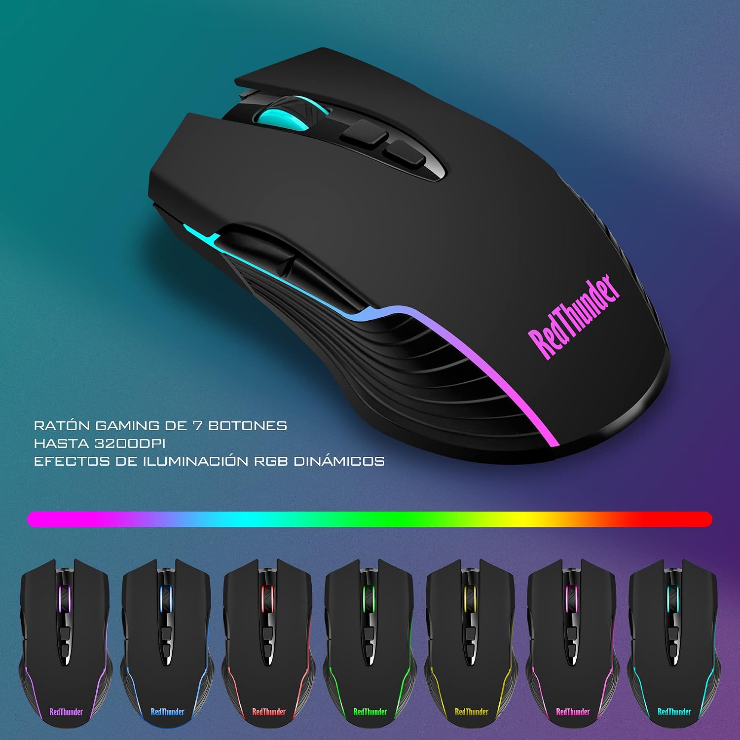Detalle de RedThunder K10: Teclado y Ratón Inalámbricos Gaming con Iluminación RGB y Batería Recargable (Disposición ES) para PC/PS5/Xbox