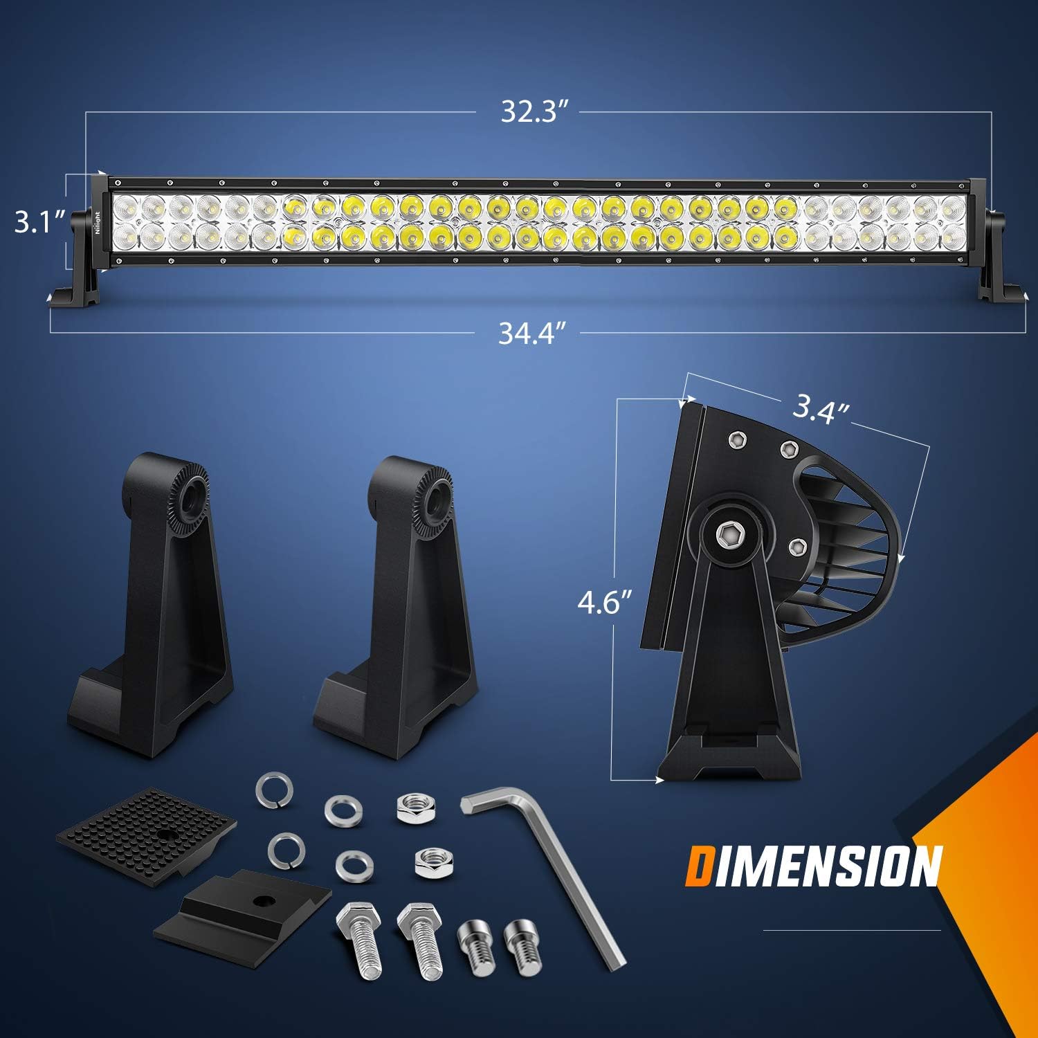Thumbnail 1 de Nilight 32-Inch 180W LED Light Bar: Spot & Flood Combo with 5-Pin Rocker Switch Wiring Harness (ZH079)