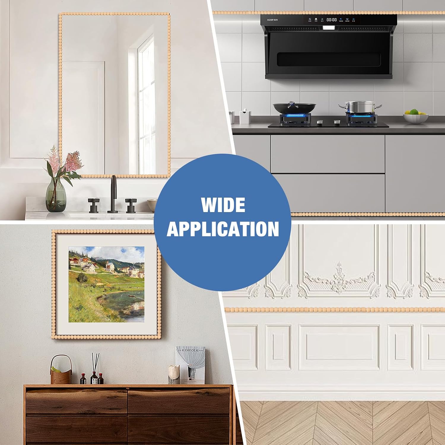 Thumbnail 5 de 3m Peel and Stick Wall Moulding Trim – Flexible Semi-Beaded Beading for Cabinets, Mirrors & Edges