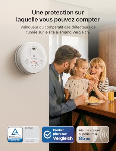 Detalle de X-Sense Détecteur de Fumée SD11, Lot de 2 – Batterie scellée 10 ans, ABS ignifuge