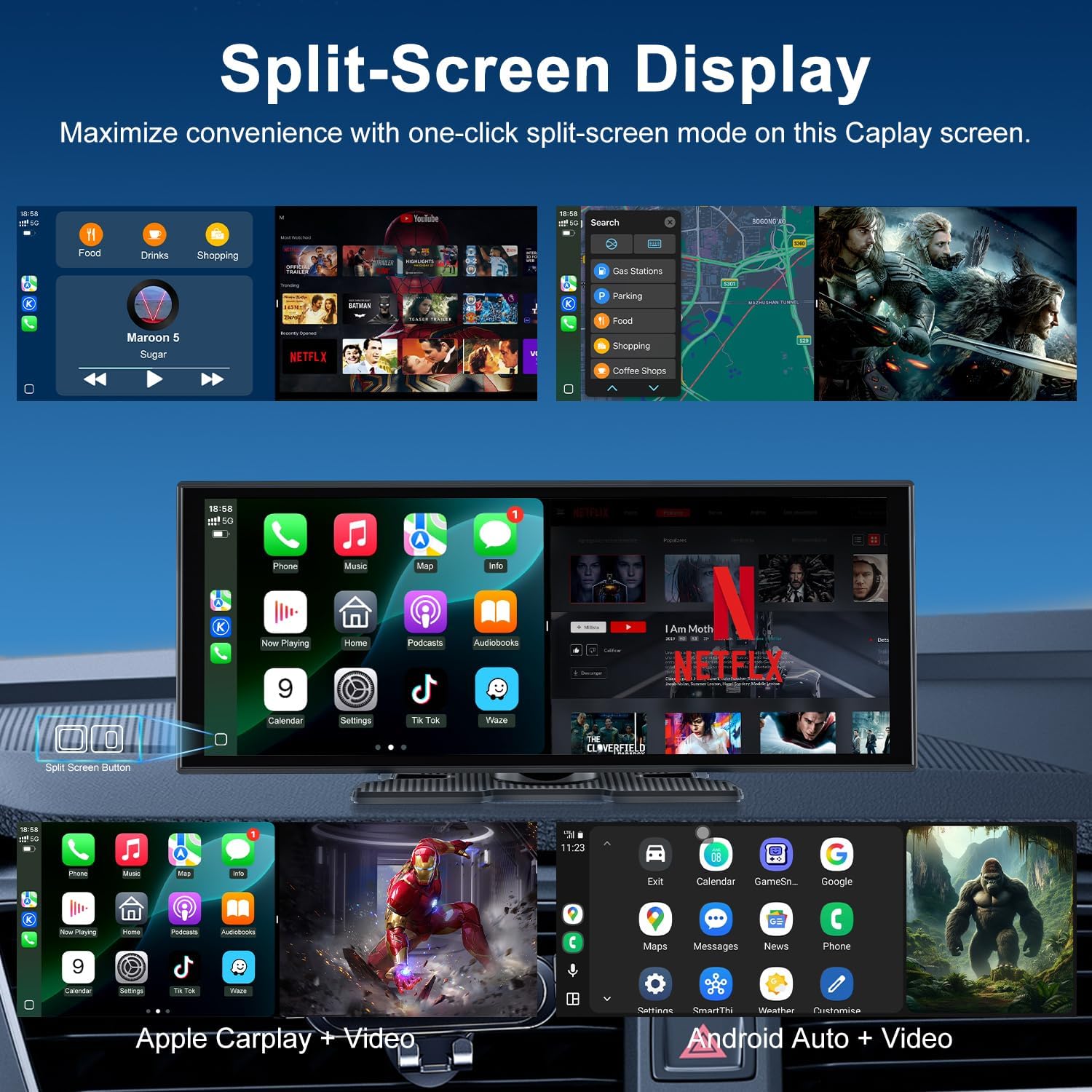 Thumbnail 3 de 11" CarPlay Screen Wireless Car Stereo
