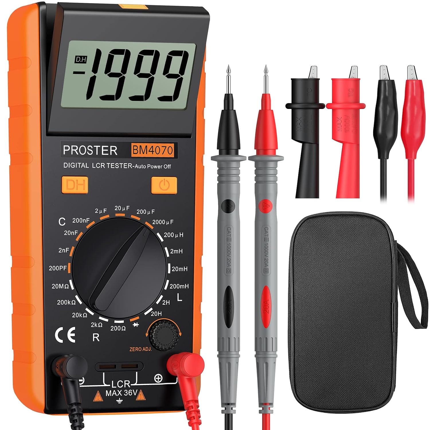 Detalle de Proster LCR-Messgerät LCR-Multimeter Tester – Präzise Messung von Kapazität, Widerstand und Induktivität (Rot)