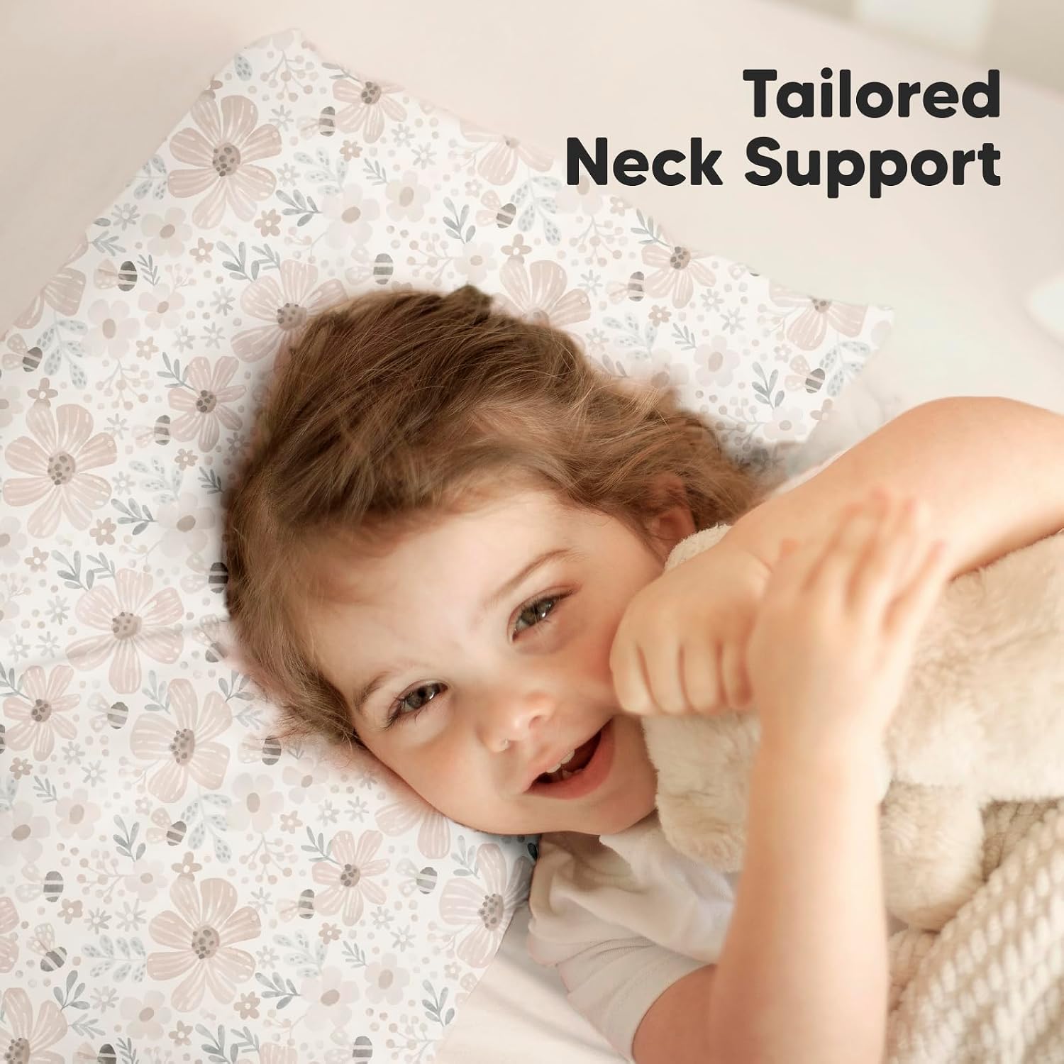 Detalle 1 de KeaBabies Jumbo Toddler Pillow, 14 x 20 in, Organic Cotton, Flora Vale