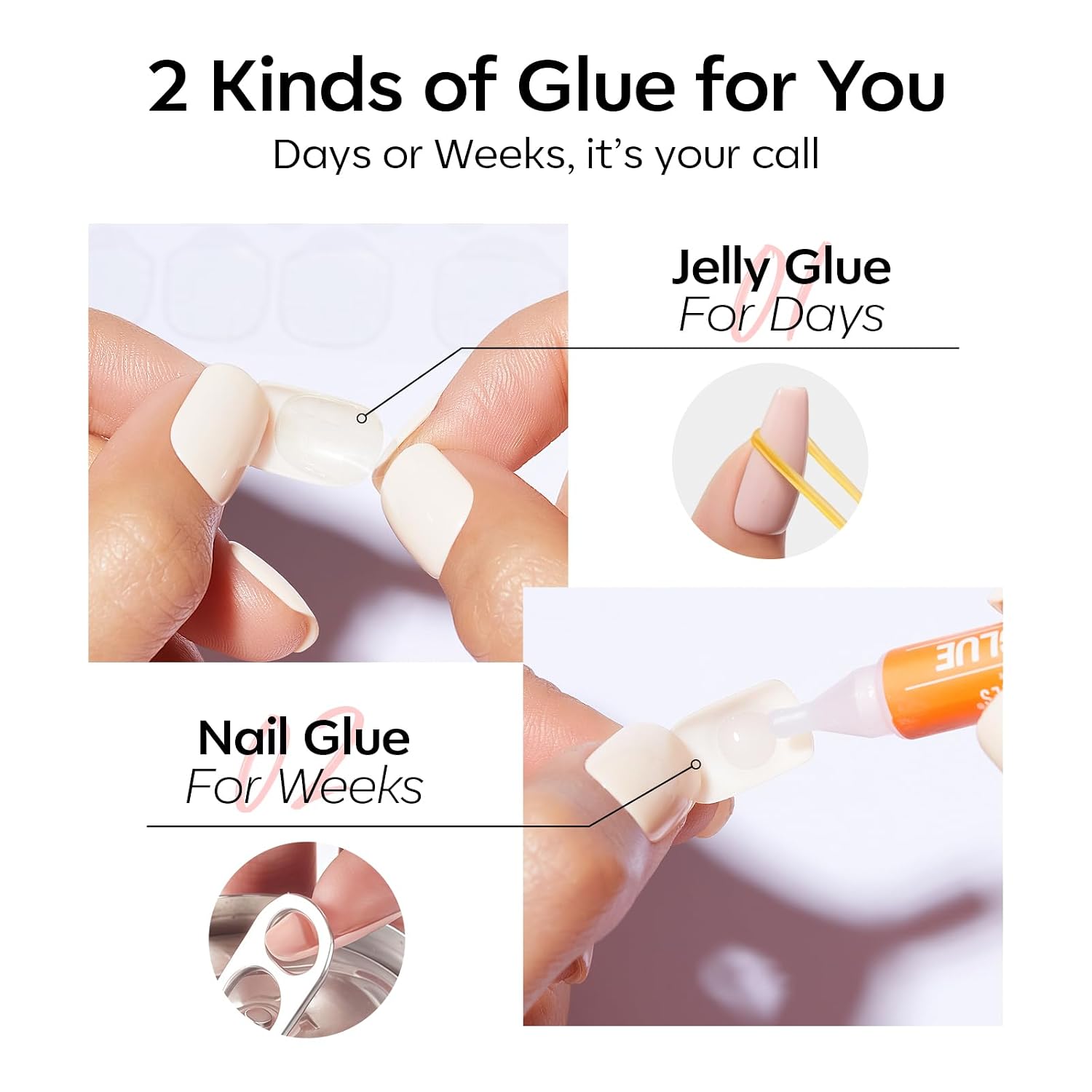 Thumbnail 6 de Modelones Baby Pink Press on Nails: 32-Piece Summer Short Square Reusable Nail Kit