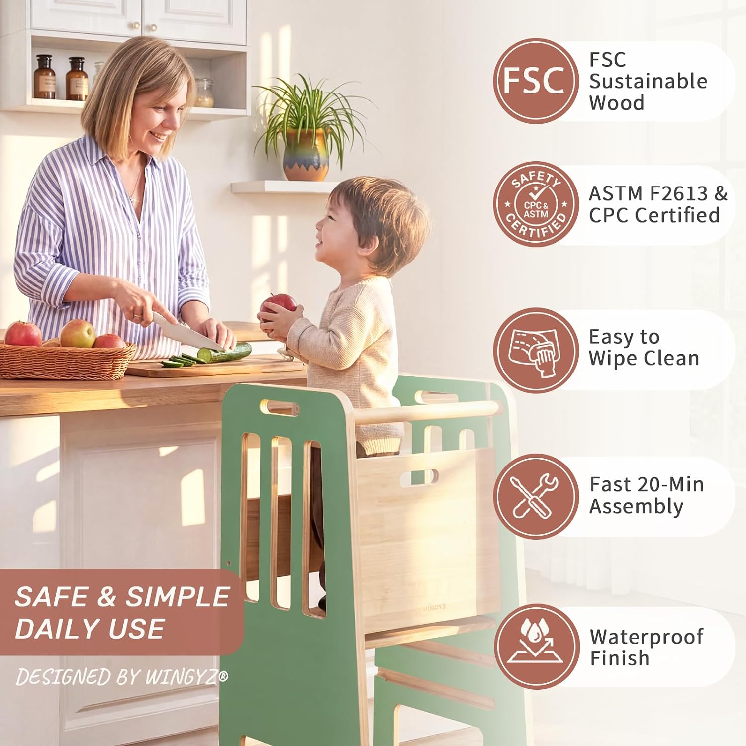 Detalle de WINGYZ Toddler Tower in Natural Wood