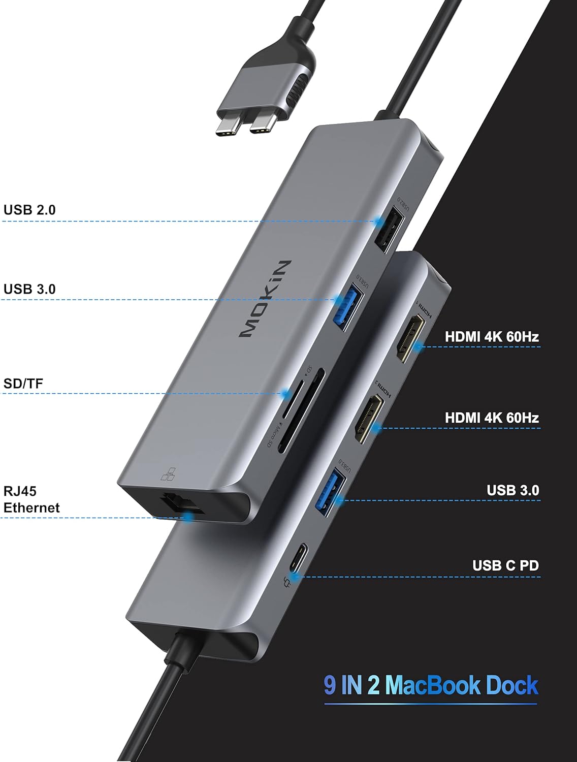 Thumbnail 1 de MOKiN MacBook Pro Dockingstation 9-in-2