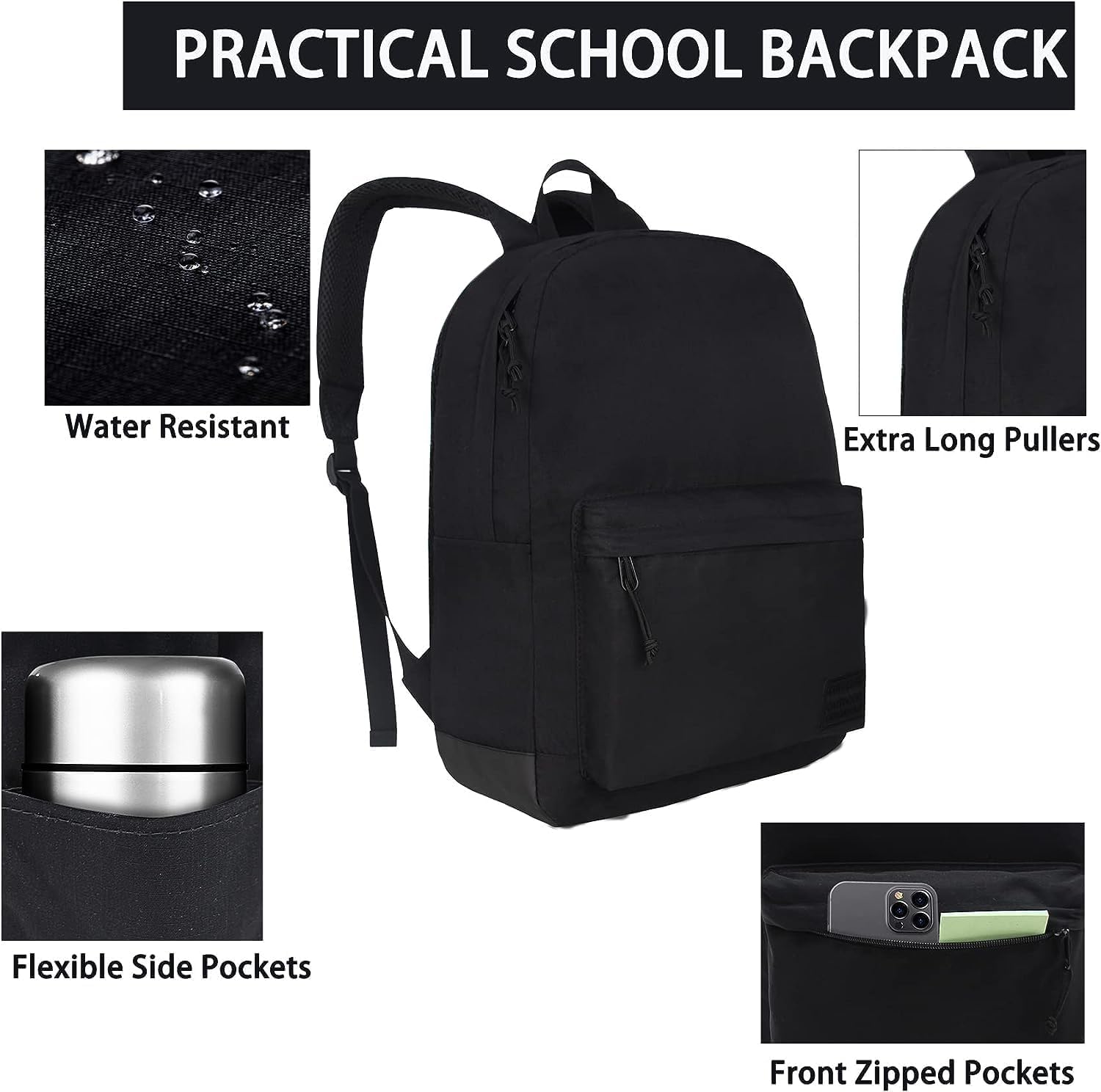 Thumbnail 3 de SUPACOOL Casual Laptop Backpack for Men and Women (Black)