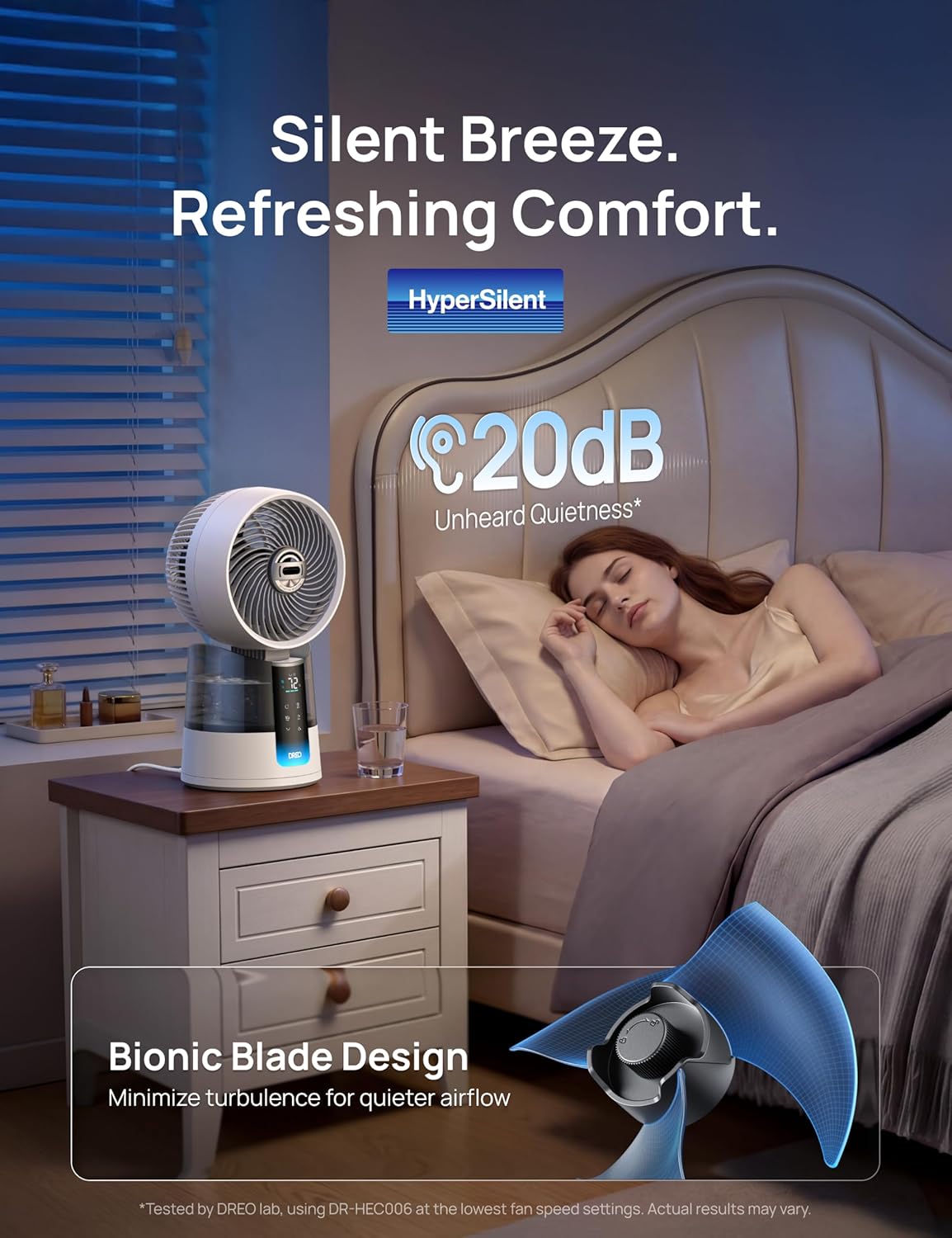 Detalle de DREO TurboCool Misting Fan 516: Ultra-Quiet 5°F Drop Cooling with Omni-Directional Oscillation