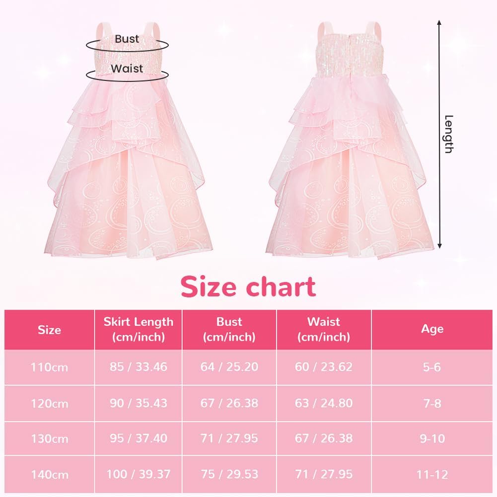 Thumbnail 1 de Costume Glinda Principessa Bambina BSBUY, abito rosa in tulle con paillettes (5-12 anni) per Halloween, carnevale e cosplay