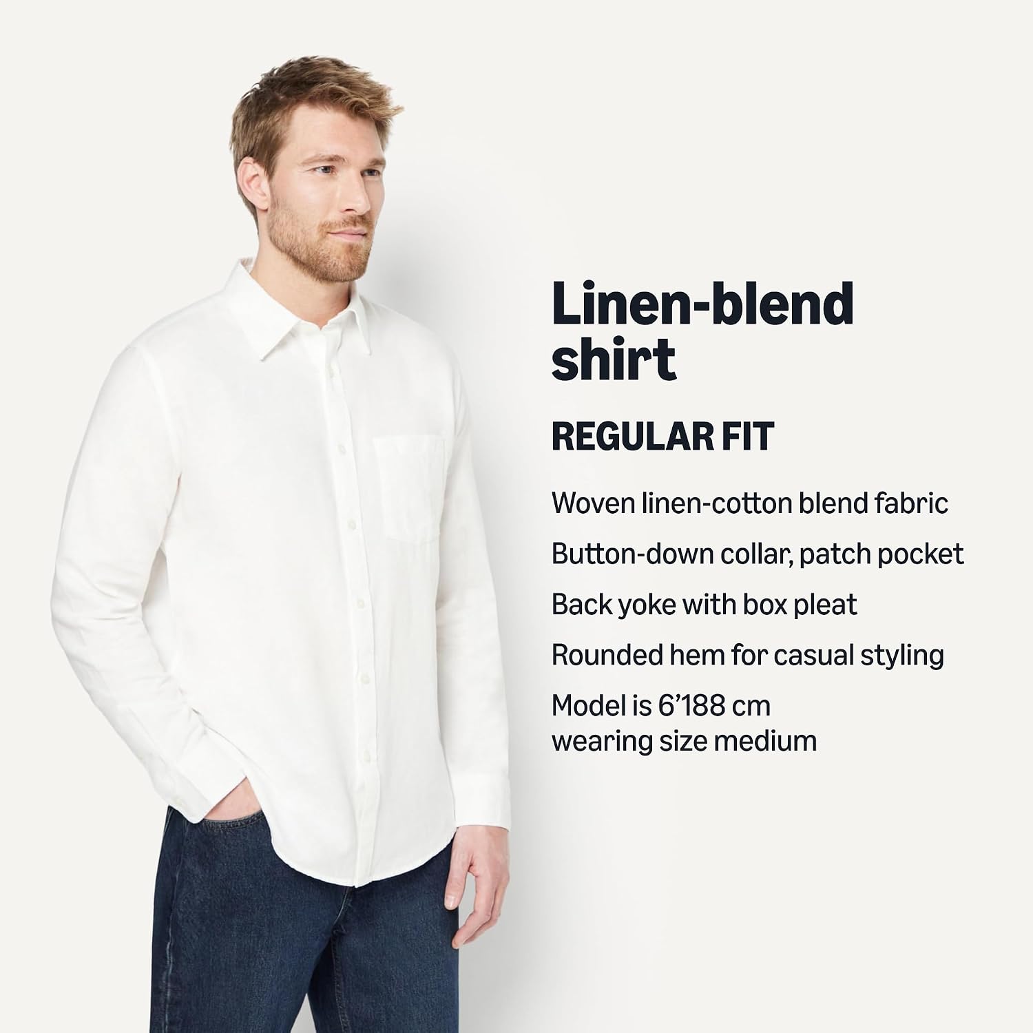 Detalle 2 de Amazon Essentials Men's Regular-Fit Long Sleeve Linen Blend Shirt