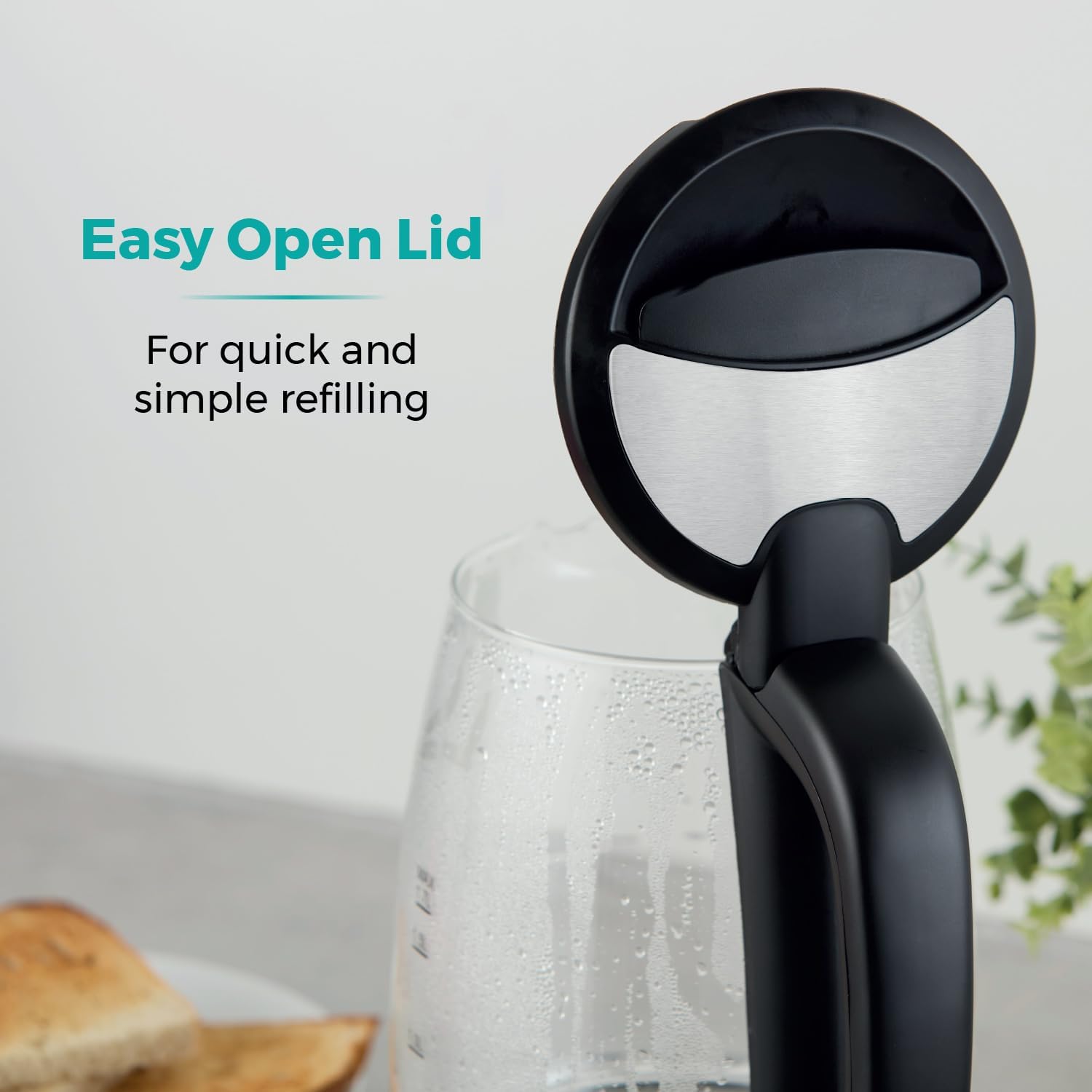 Thumbnail 4 de Tower PT10090BLK Illuminating Glass Kettle (1.7L, 2200W) with Removable Filter & Boil Dry Protection