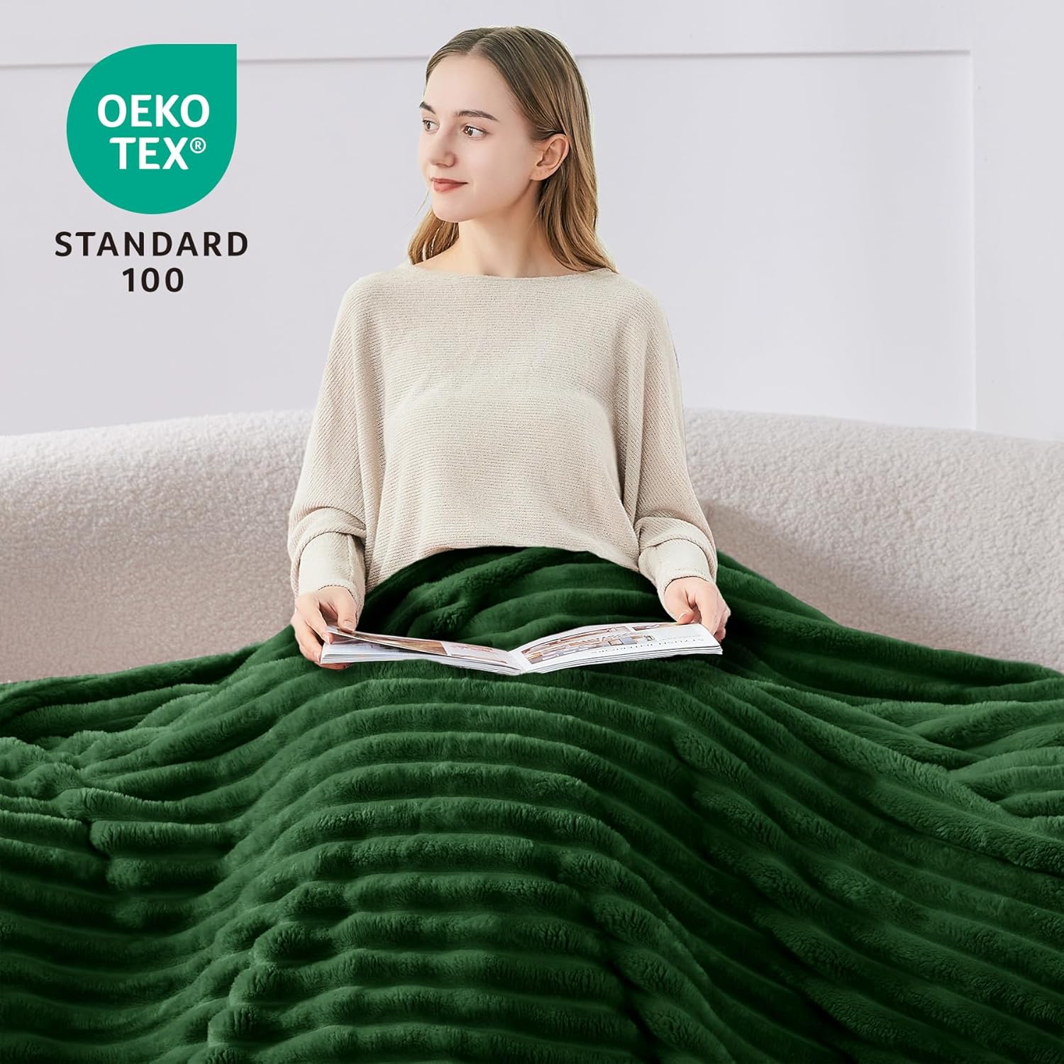 Thumbnail 1 de BEDELITE Kuscheldecke Flauschig Decke 150x200 cm – Grün, Streifen, Flanell