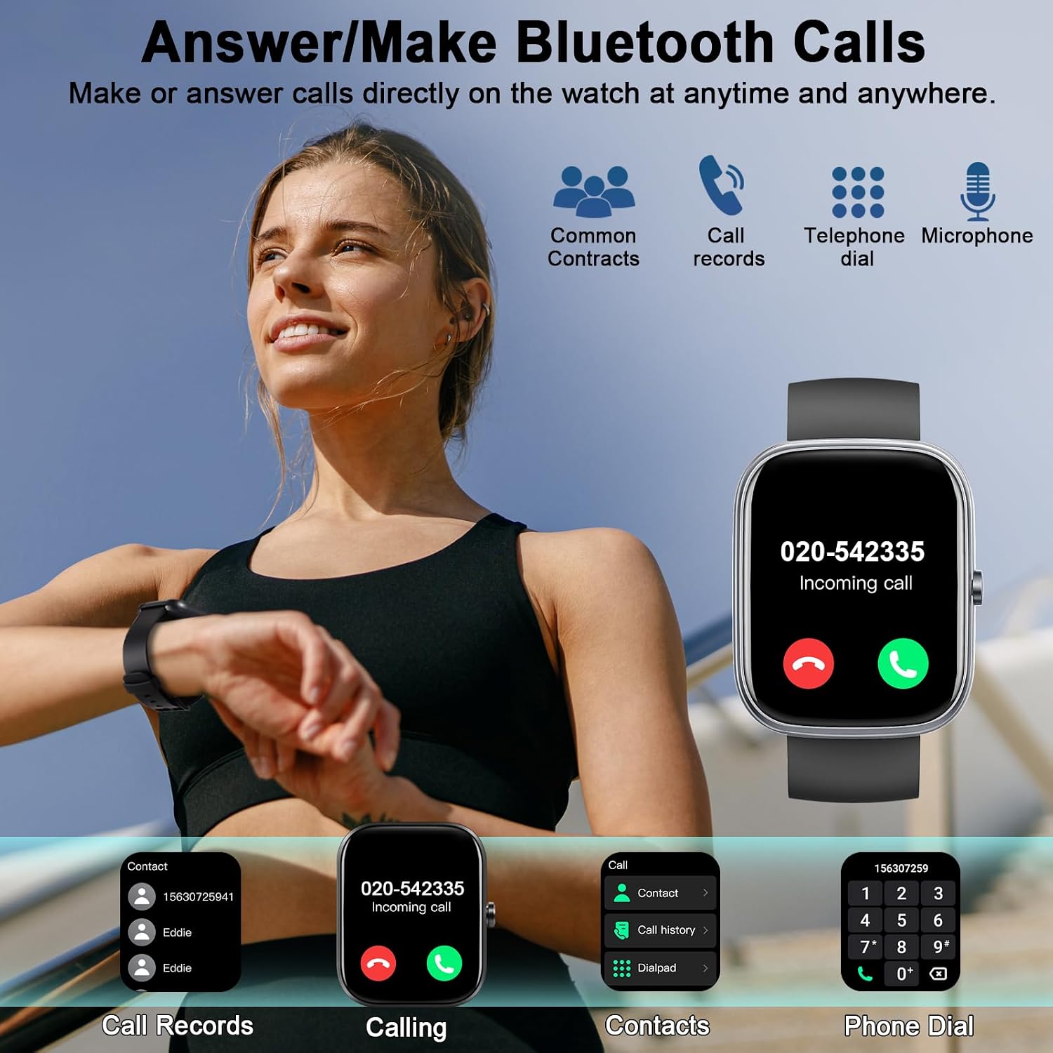 Thumbnail 2 de Smartwatch Herren 1,91 Zoll HD – Schlafmonitor, Herzfrequenz, 110+ Sportmodi, IP68, Bluetooth Anrufe, 300 mAh Akku