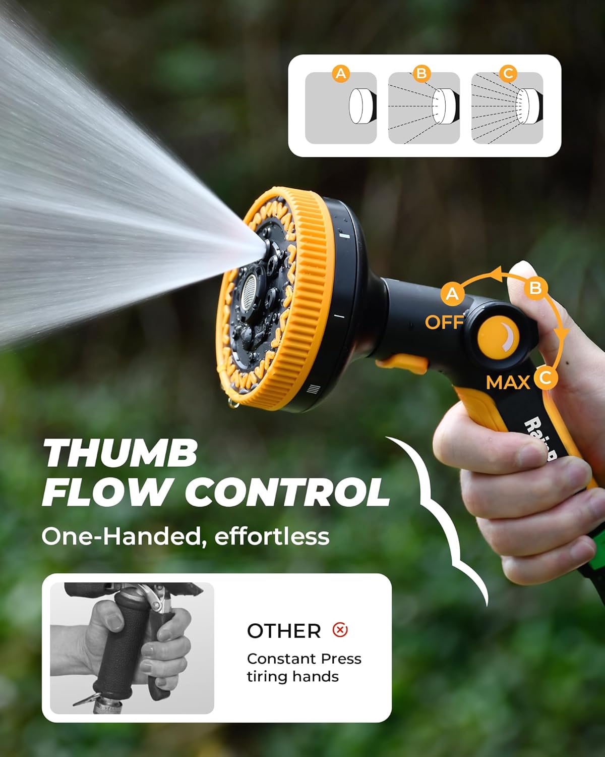 Thumbnail 2 de RAINPOINT Hose Pipe Spray Gun with 8 Patterns and Thumb Flow Control