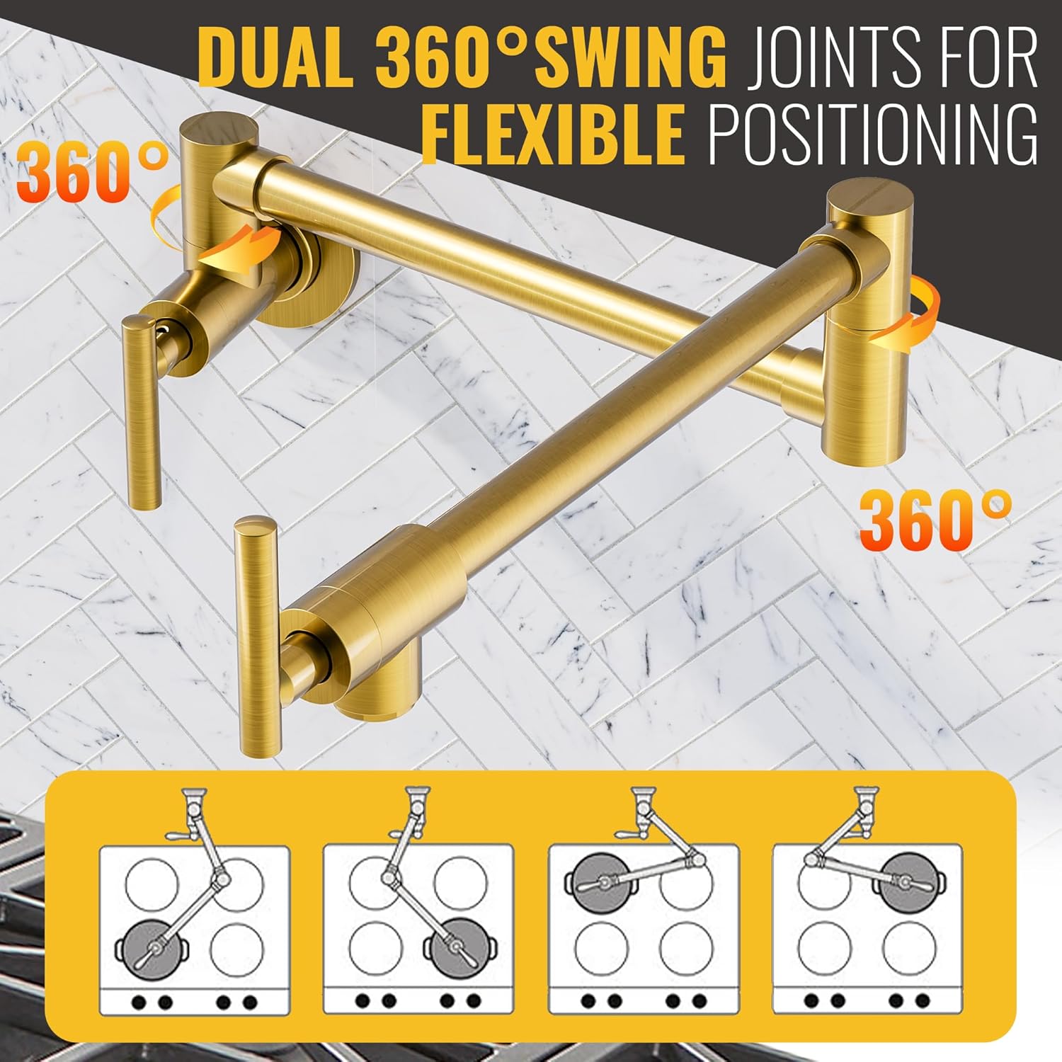 Thumbnail 5 de WOWOW Pot Filler Faucet Brushed Gold