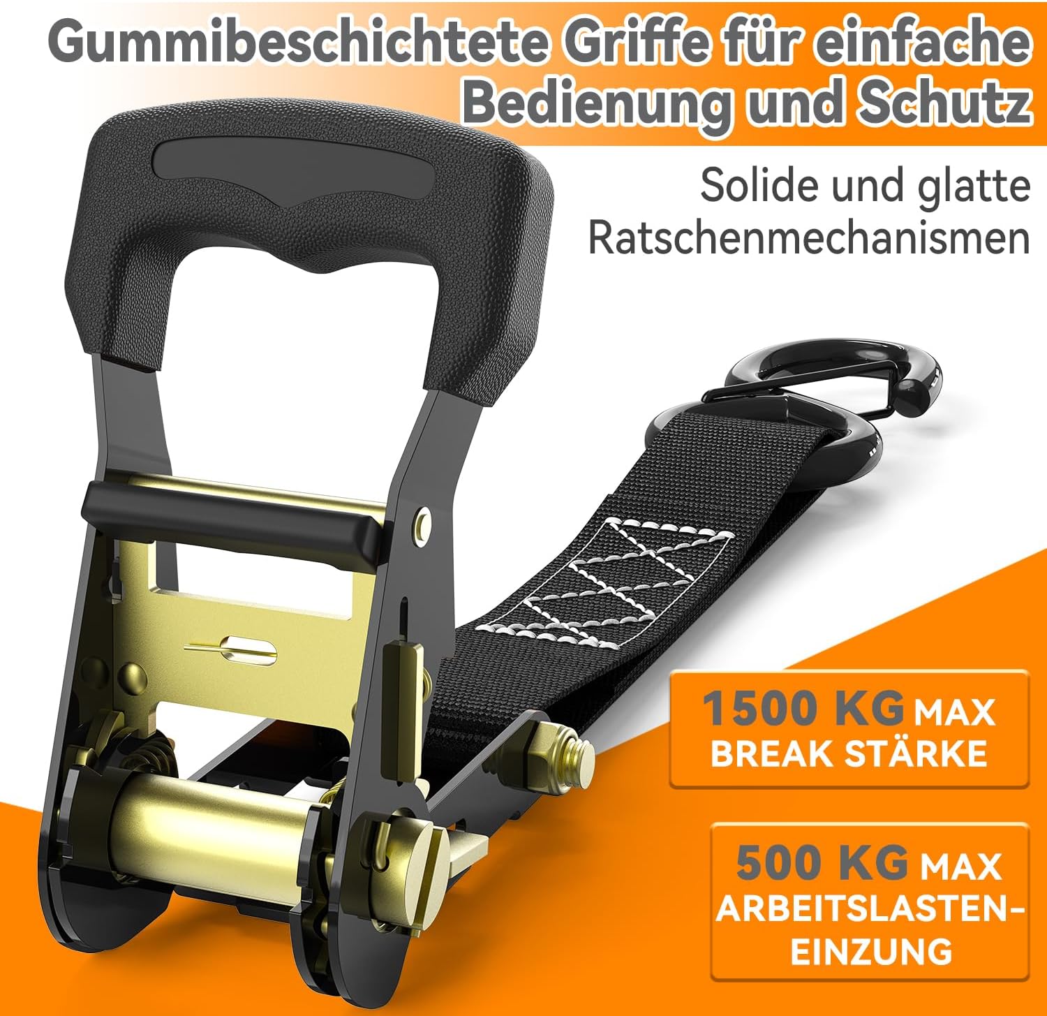Detalle 2 de Ohuhu Spanngurte Ratsche 4,6 m 1500 kg đ