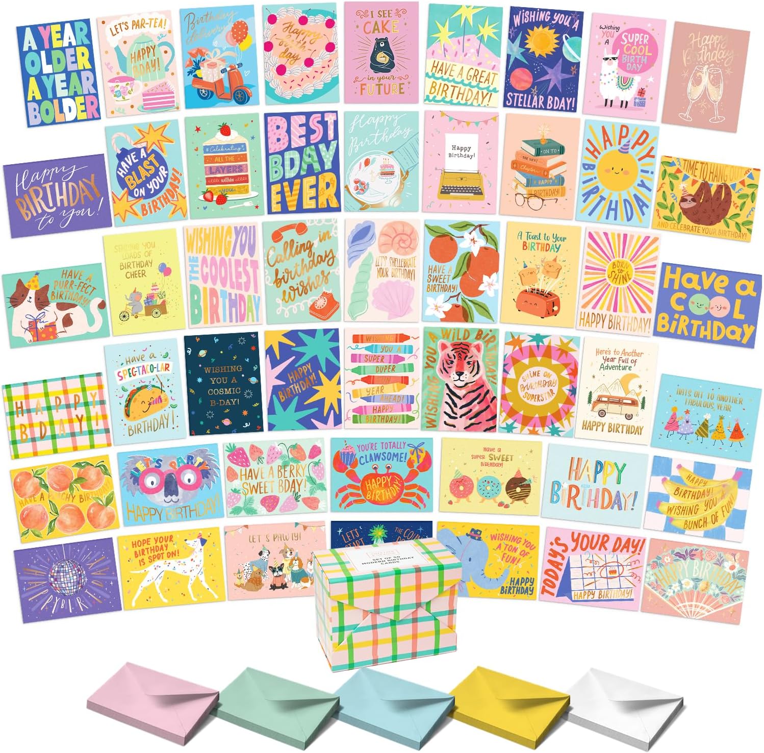 S&O Happy Birthday Card Set 50‑pack 4x5.5
