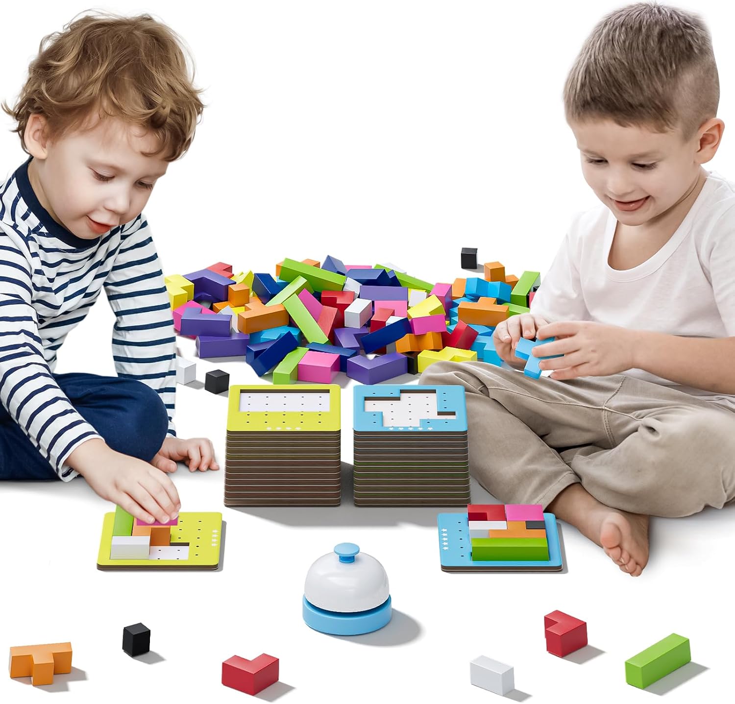 Thumbnail 6 de QianShouYan Wooden Block Stacking Games (120-Piece) 4-in-1 Fast-Paced Building Block Board Game for Kids 4+ (1–6 Players)