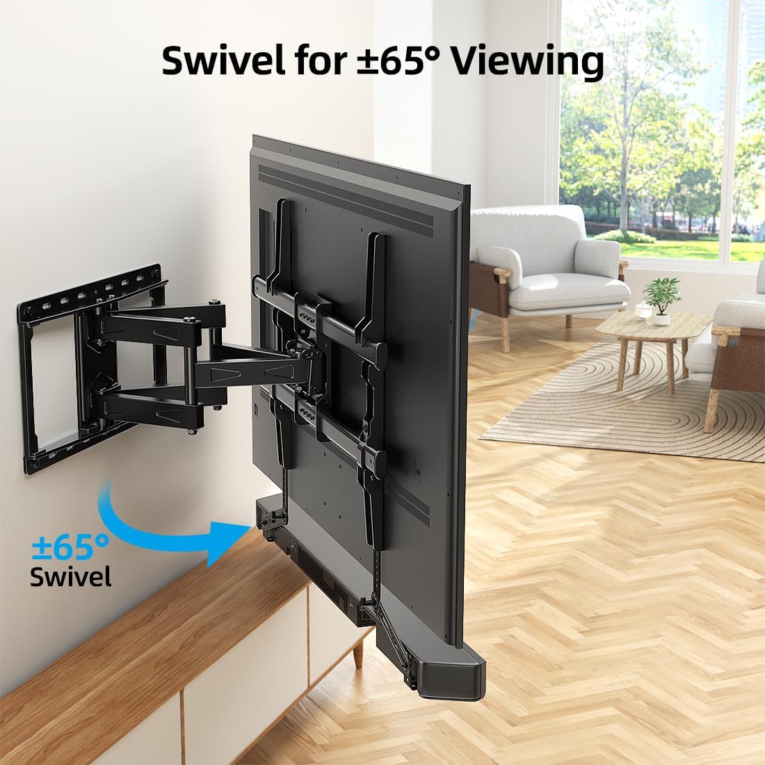 Detalle de HOME VISION Full Motion TV Wall Mount with Soundbar Bracket for 32-85 inch TVs