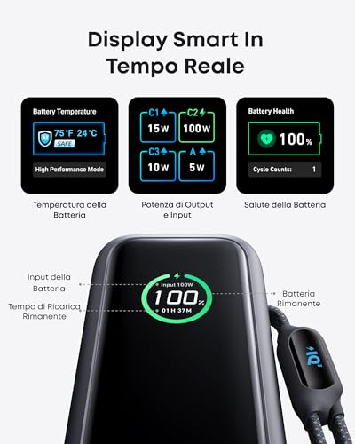 Detalle 2 de Anker Power Bank 25000mAh con 3 porte USB-C da 165W: alimenta più dispositivi con stile