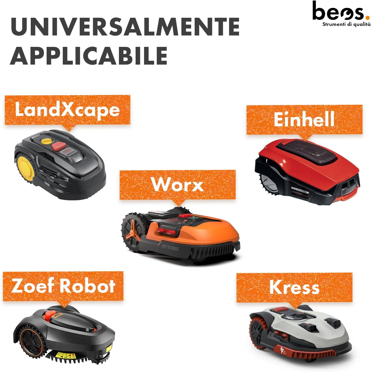 Detalle 2 de Beos 30 x Lame di Ricambio Premium Titan + Viti con Blocco – Lame per Worx, LandXcape, Einhell, Kress