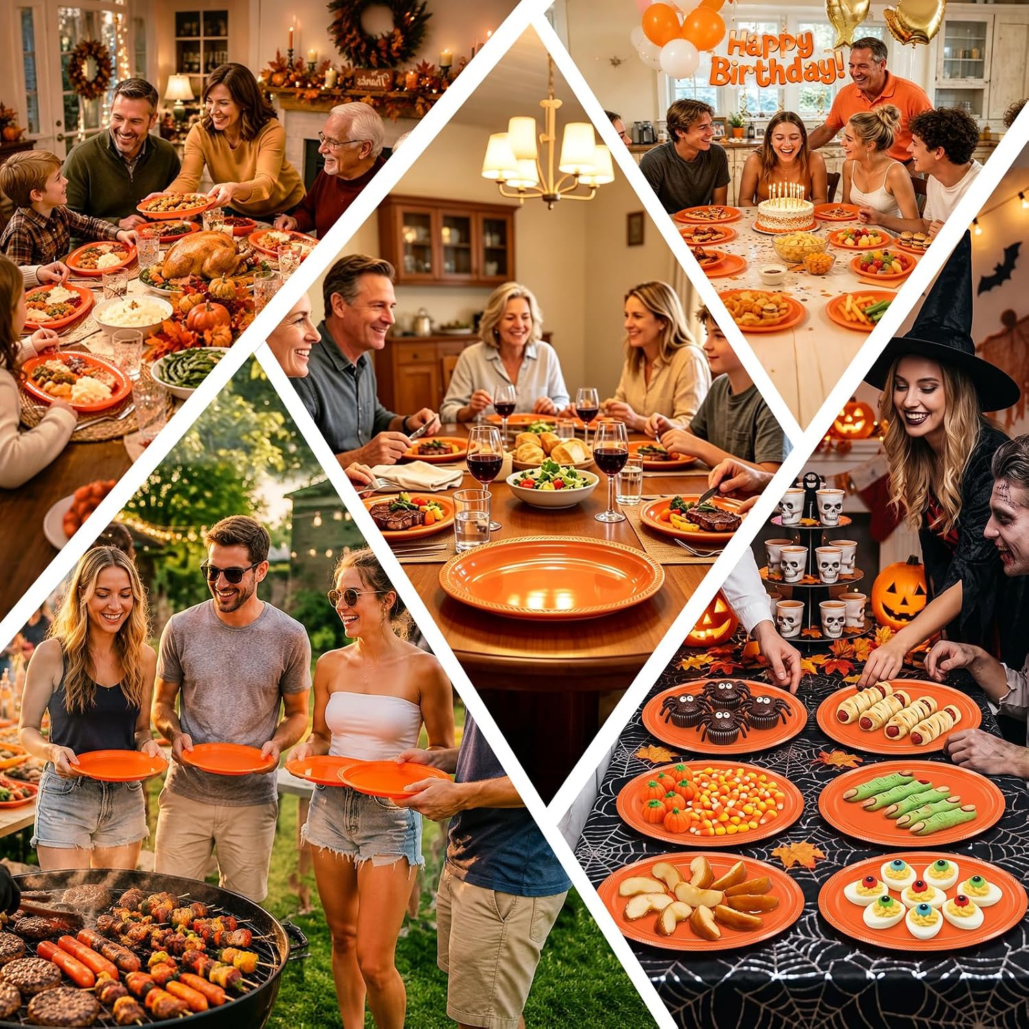 Thumbnail 5 de Orange Plastic Plates 10 x 12 Inch