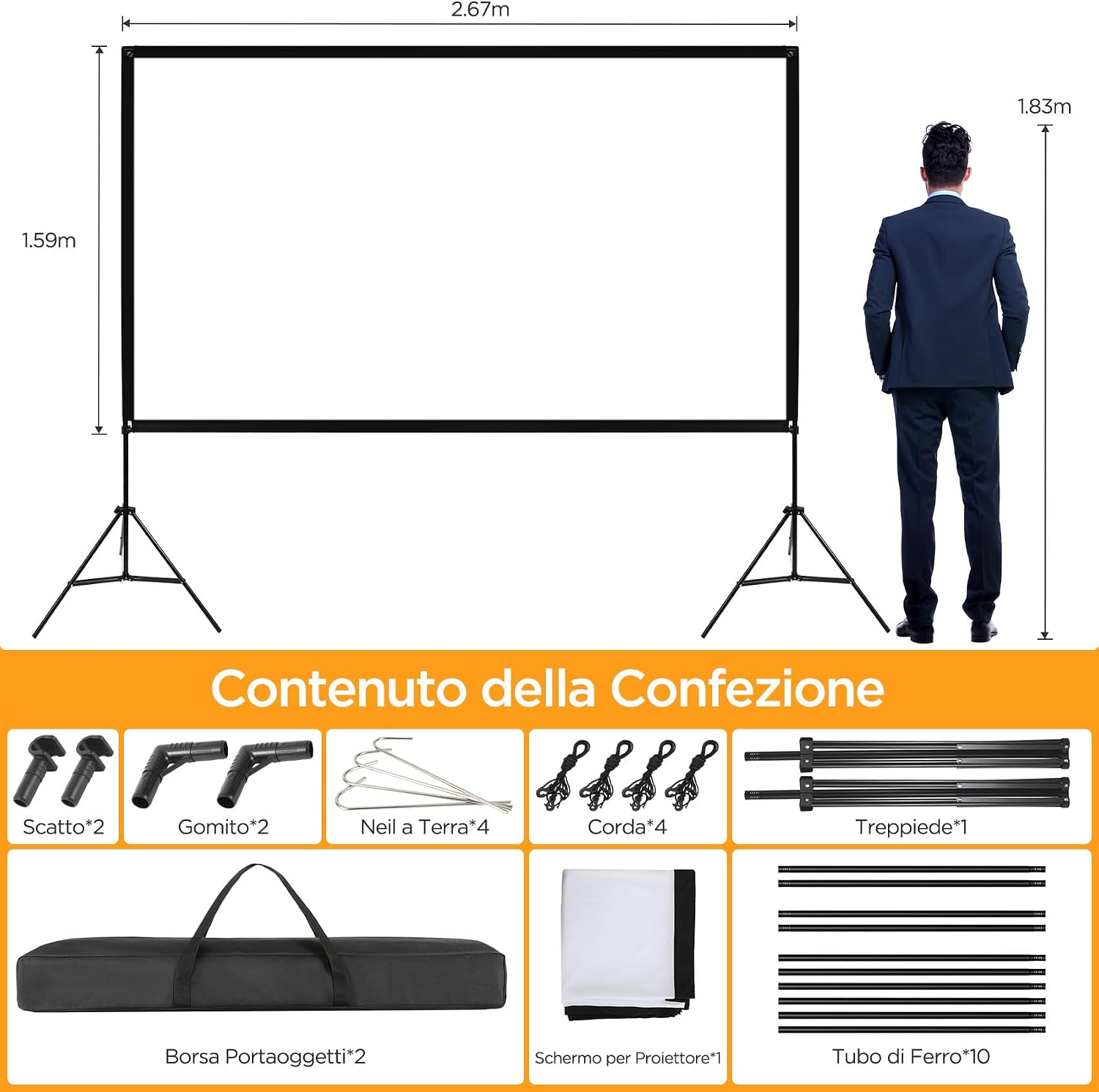Thumbnail 1 de VISULAPEX Schermo per proiettore 120 pollici