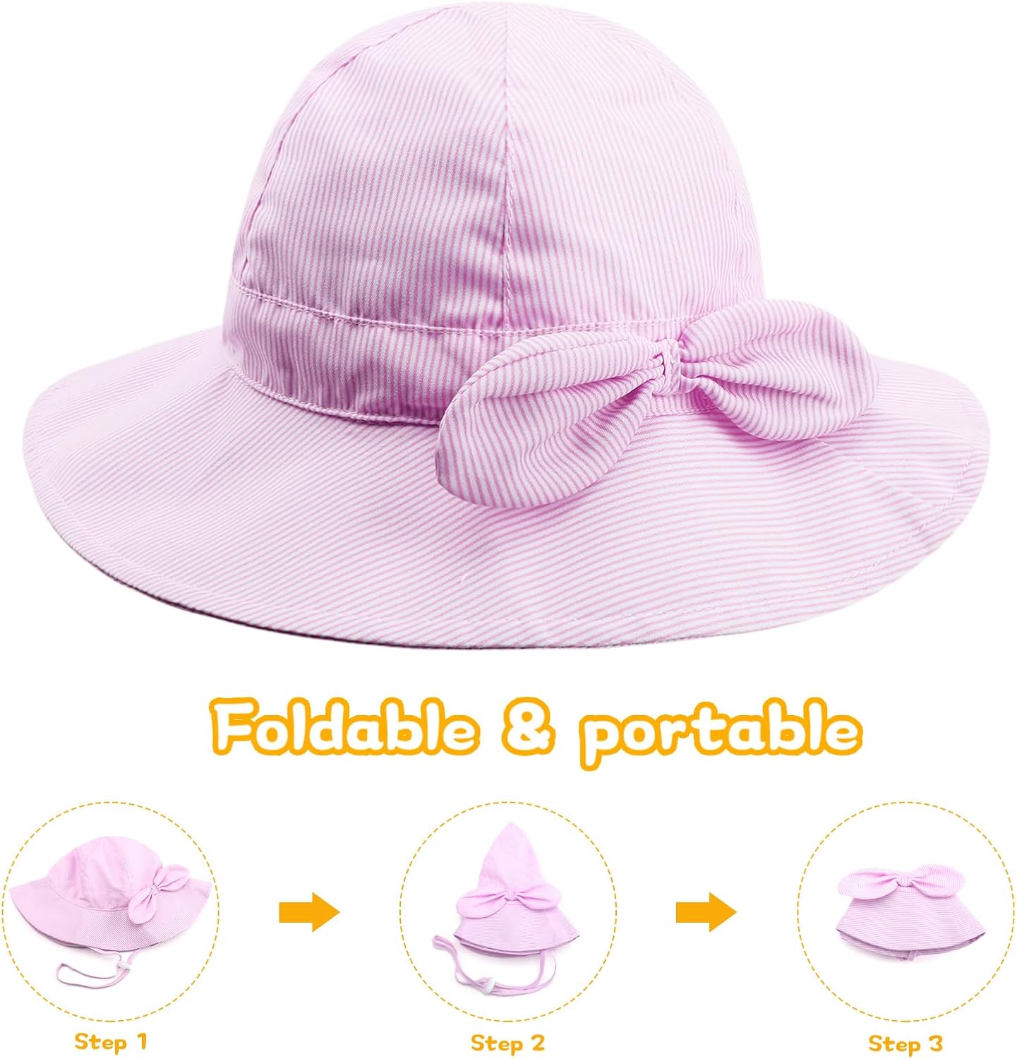 Thumbnail 5 de DRESHOW Baby Sun Hat Toddler Sun Protection Hat with Chin Strap UPF 50+