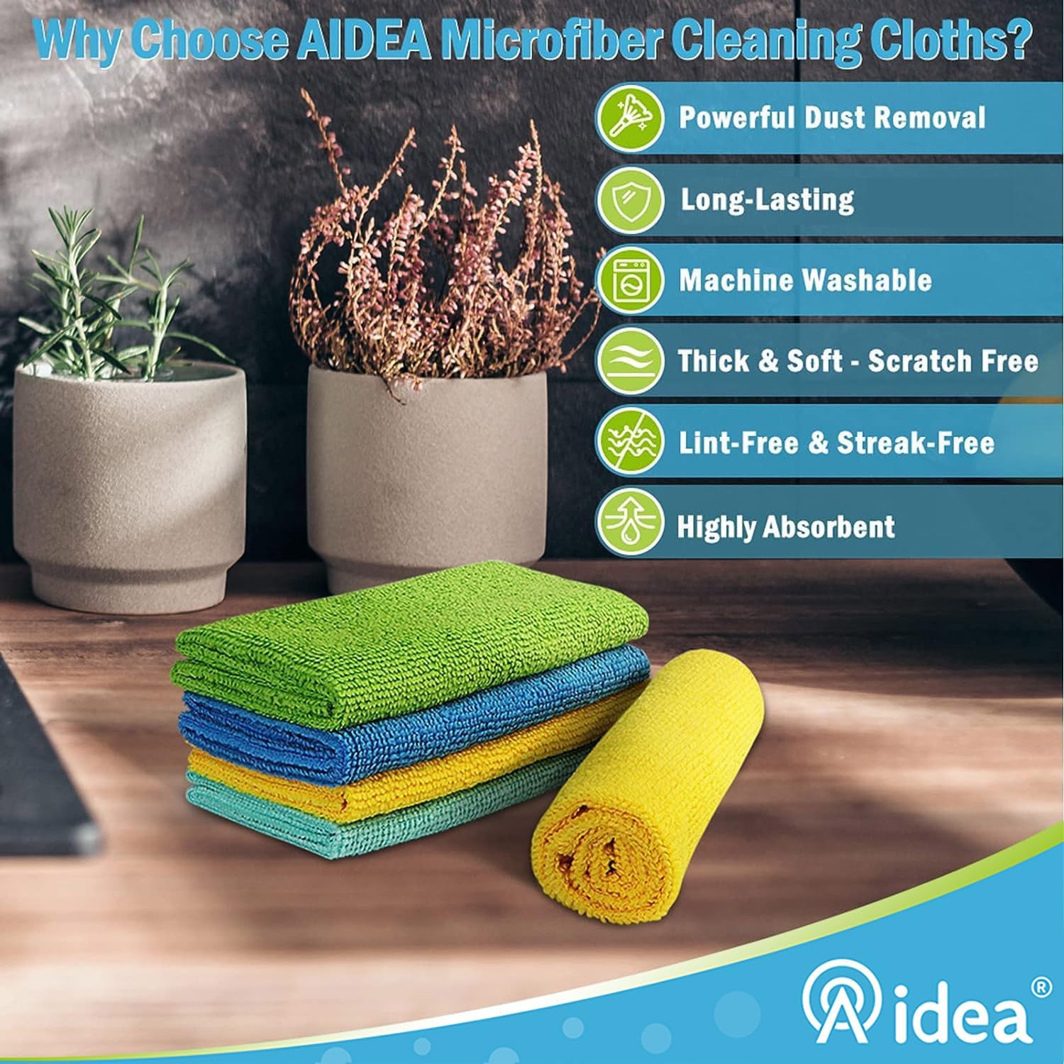Detalle 2 de AIDEA Lot de 12 chiffons microfibre 30 x 30 cm đź§˝