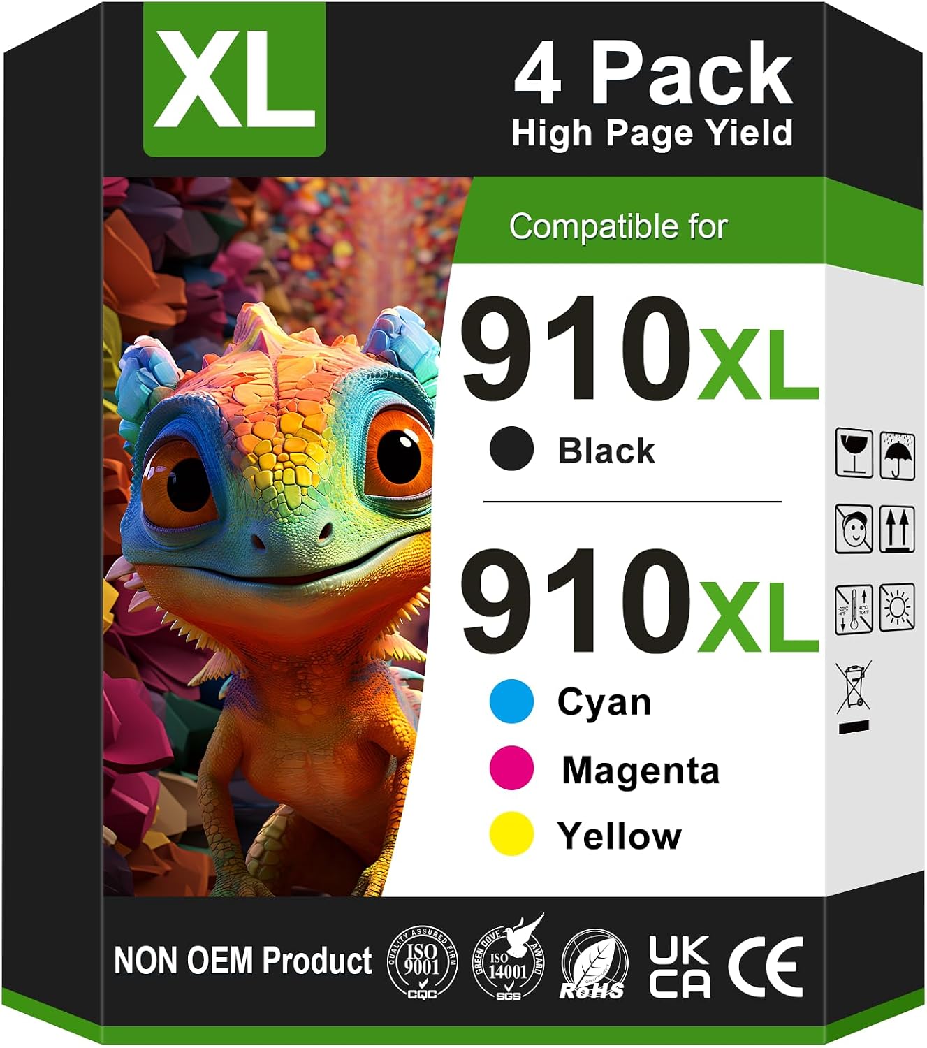 910XL Ink Cartridge Replacement for HP 910/910XL (4-Pack) for OfficeJet Pro 8010e/8028e and More