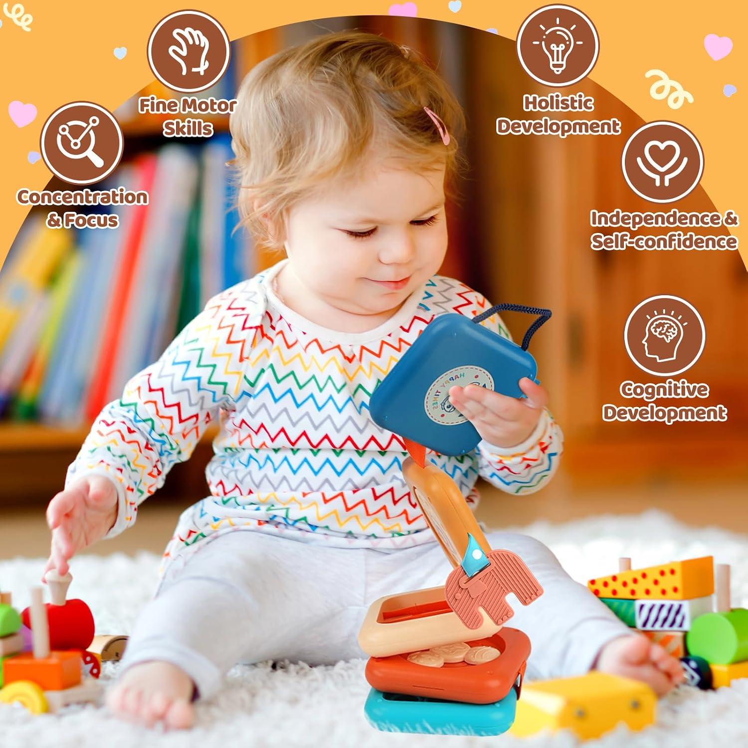 Detalle de ZCOINS opvouwbare activiteitenkubus voor baby’s met 8 interactieve activiteiten