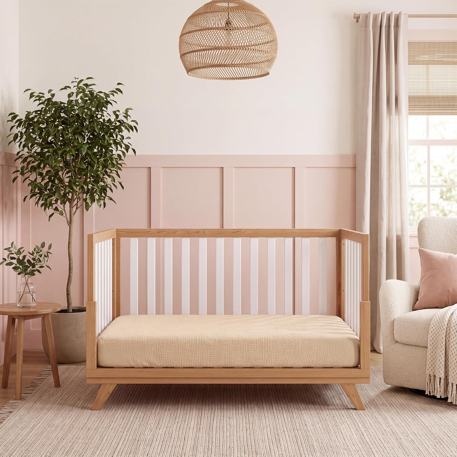Detalle 2 de Comfy Cubs Crib Sheets Muslin Cotton Fitted Crib Sheets, 2-Pack, Cedar & Cream